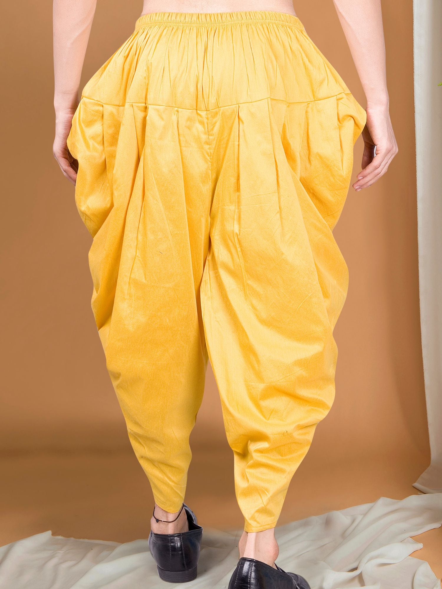 Shine Of Yellow Ready To Wear Cotton-Silk Peshawari Dhoti