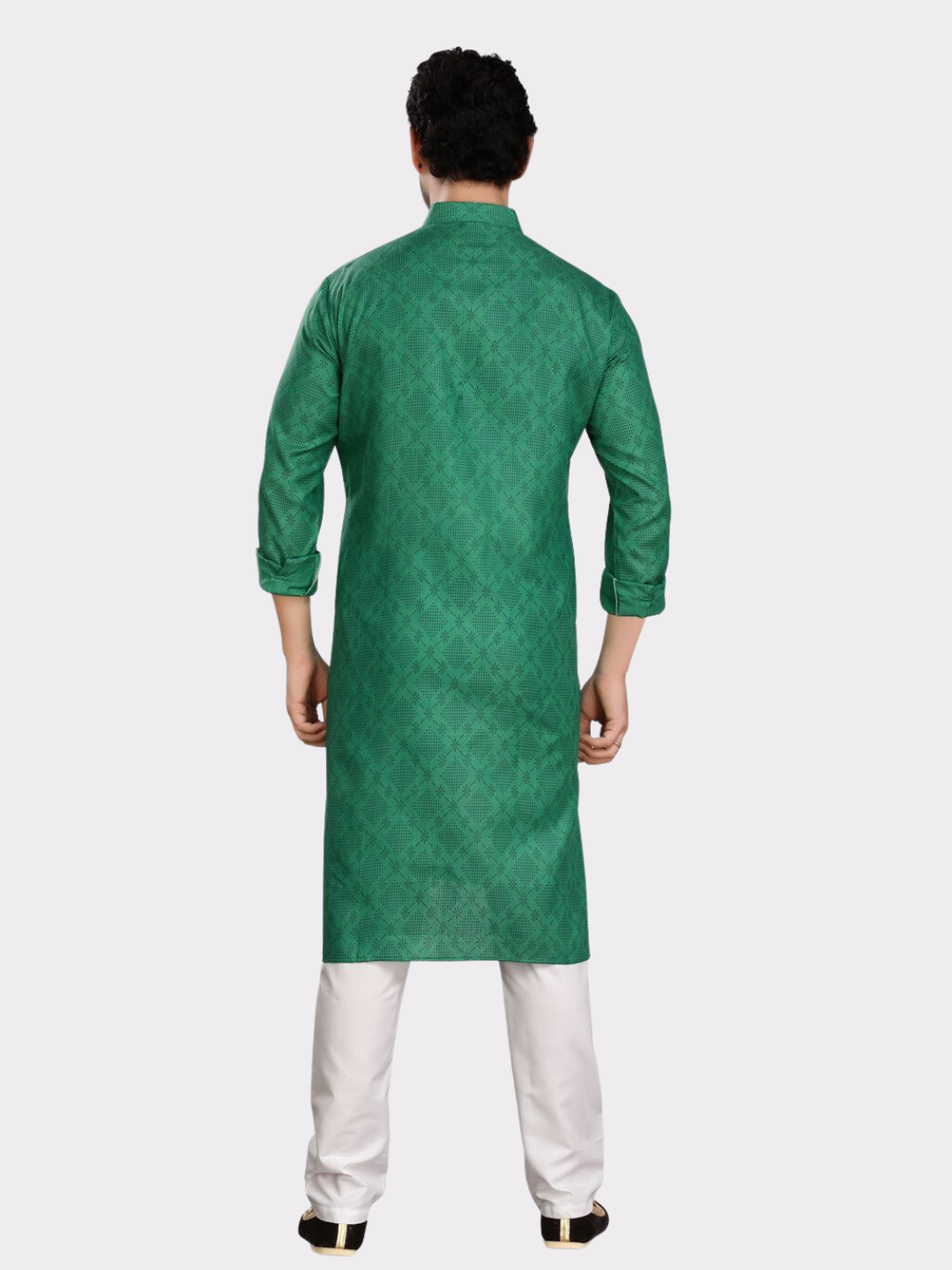 Tropical Green Cotton Printed Kurta Pajama Set
