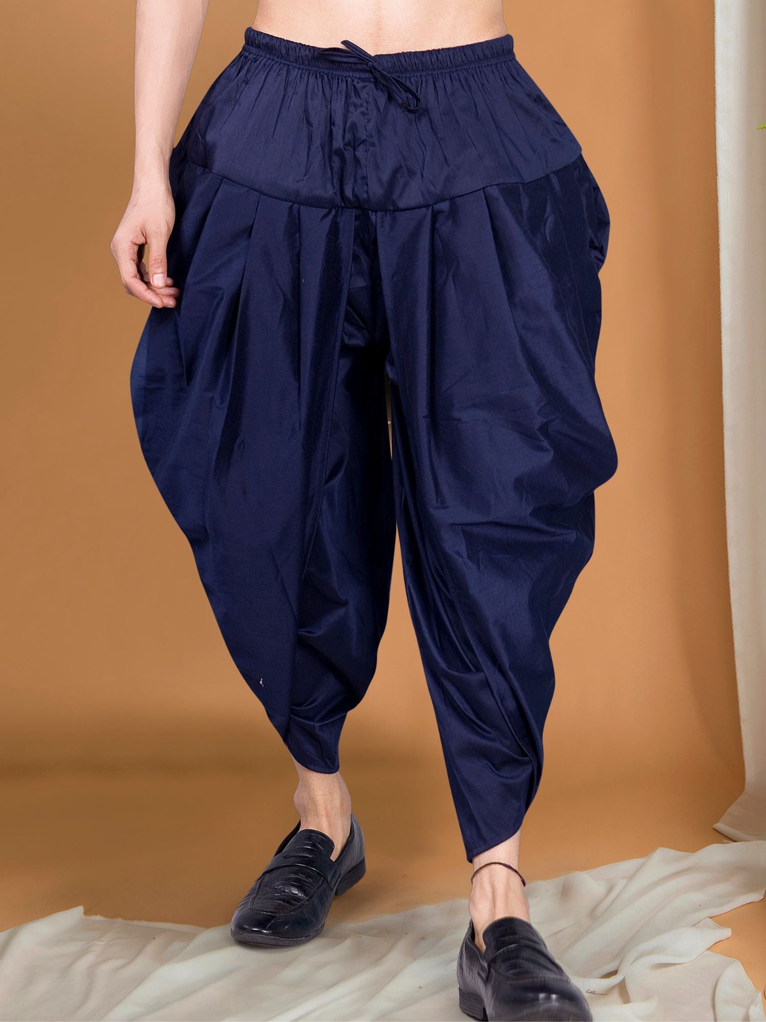 Iris Blue Ready To Wear Cotton-Silk Peshawari Dhoti