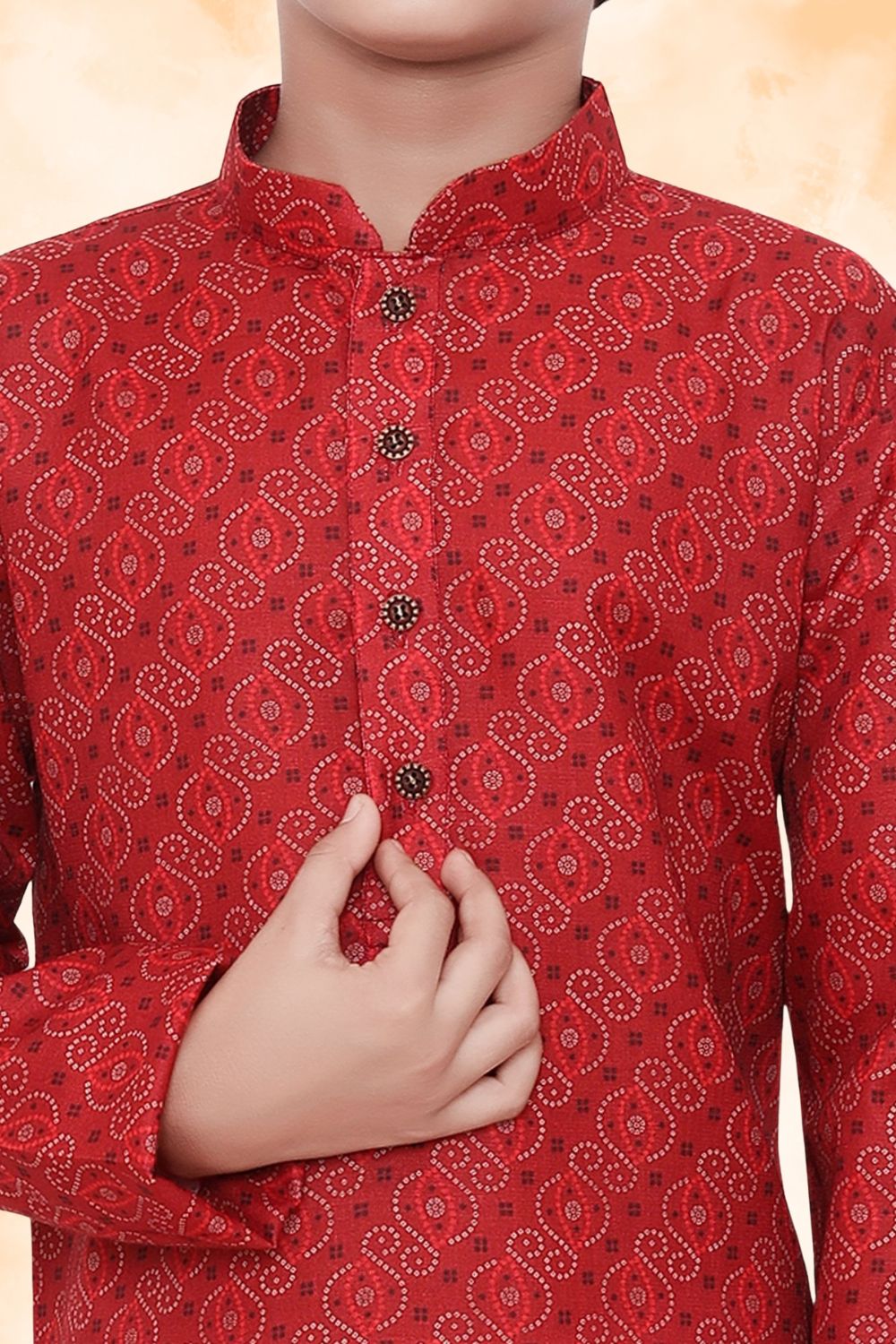 Barn Red Hloom Printed Cotton Kurta