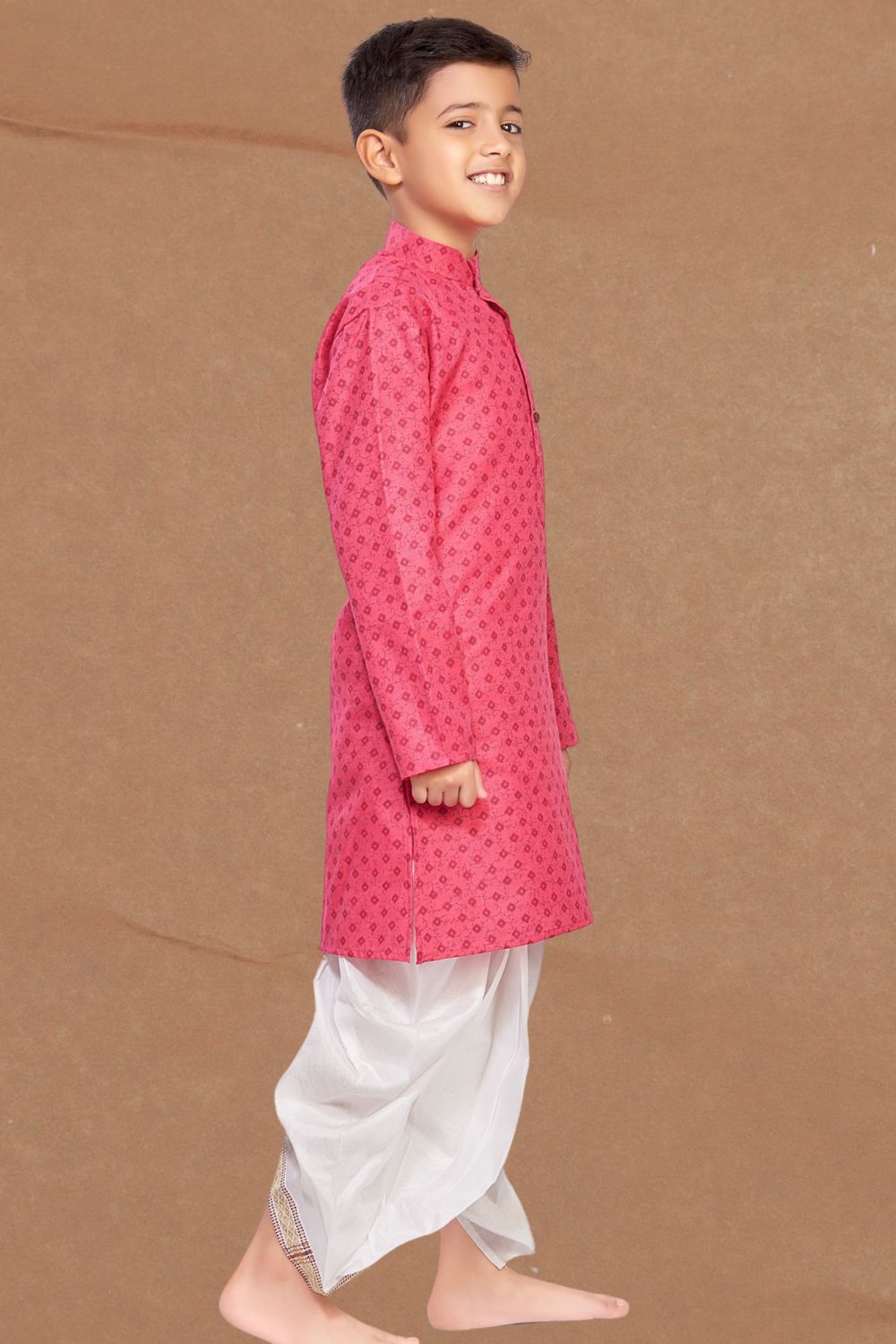 Persion Pink Printed Kurta Pitambari Dhoti Suit
