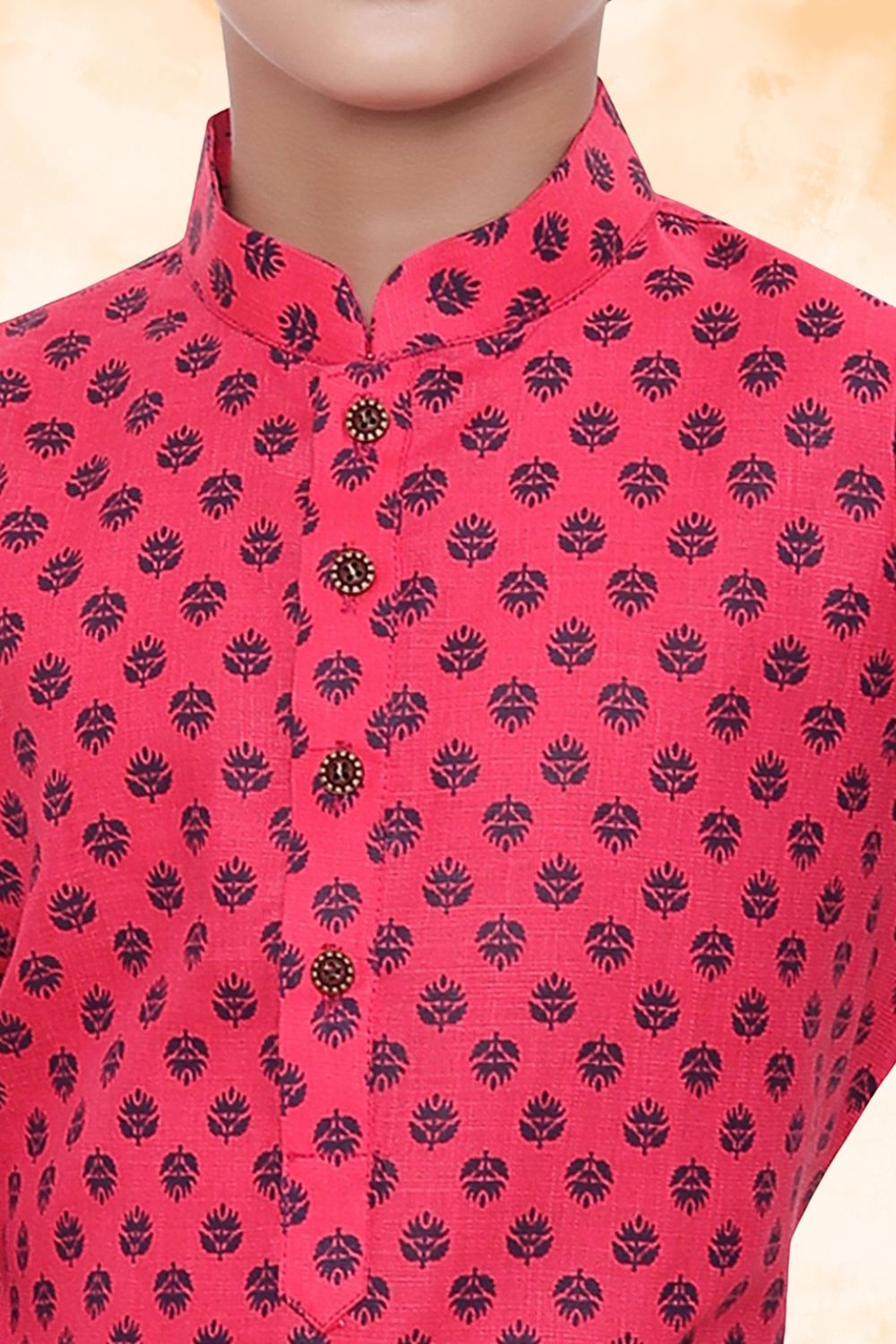 Persion Pink Hloom Printed Cotton Kurta Pajama Suit