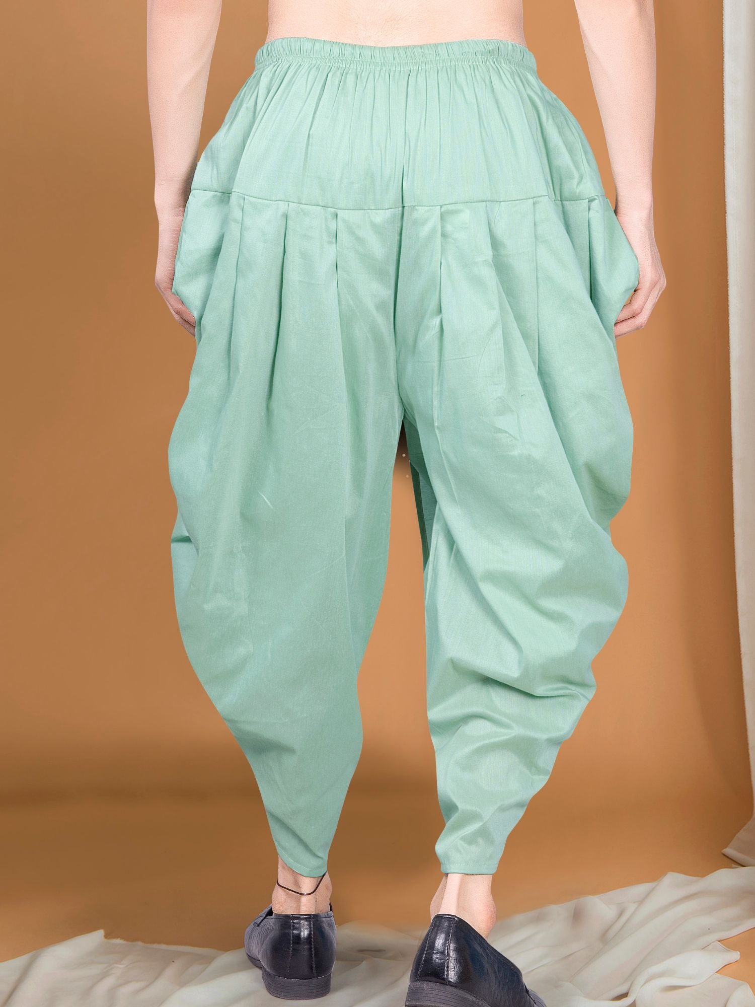 Tropical Green Ready To Wear Cotton-Silk Peshawari Dhoti