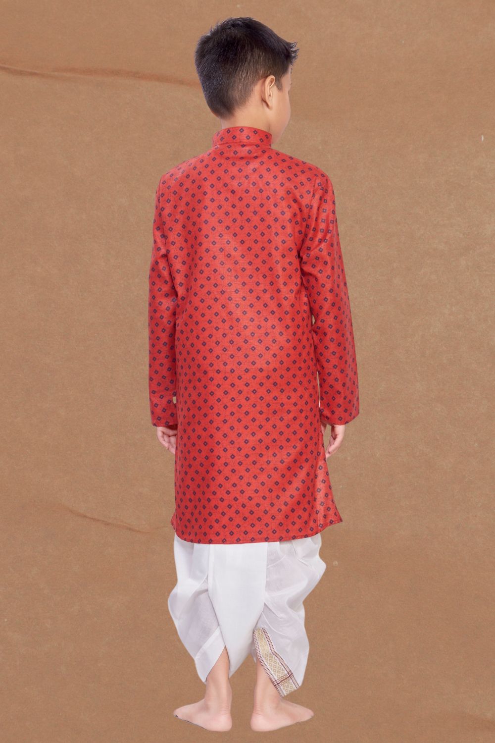 Barn Red Printed Kurta Pitambari Dhoti Suit
