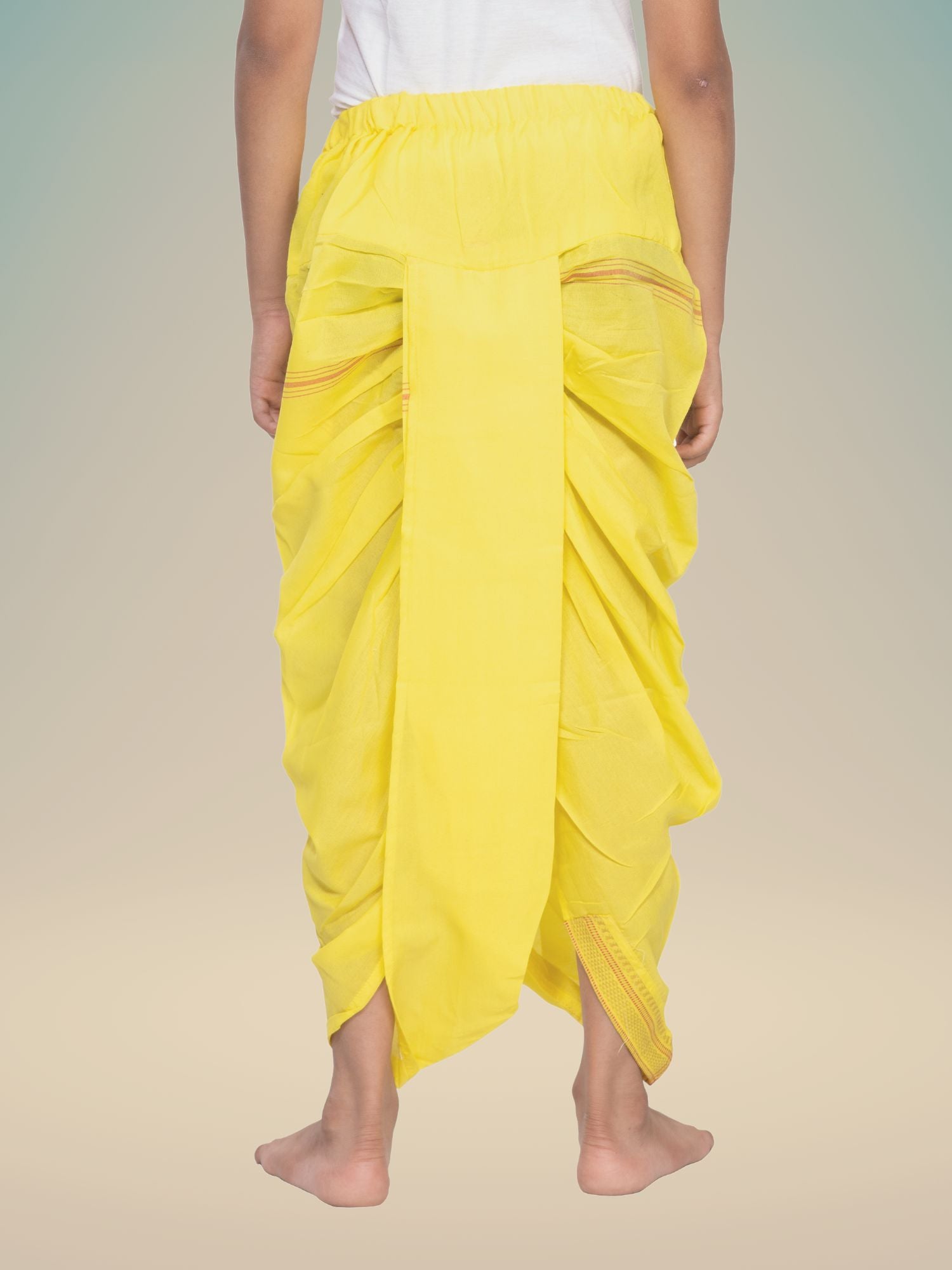 Shine Of Yellow Ready To Wear Cotton-Silk Pitambari Dhoti