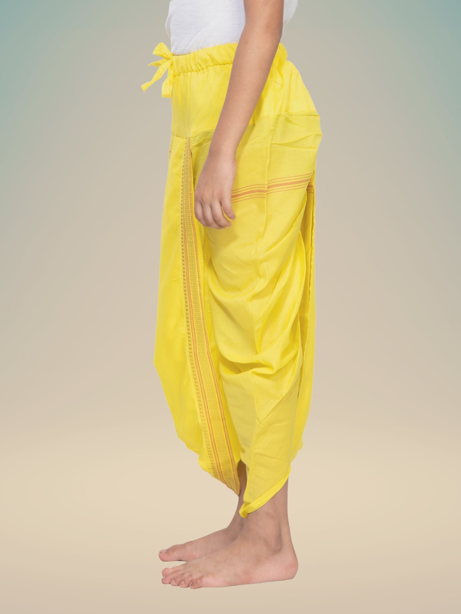 Shine Of Yellow Ready To Wear Cotton-Silk Pitambari Dhoti