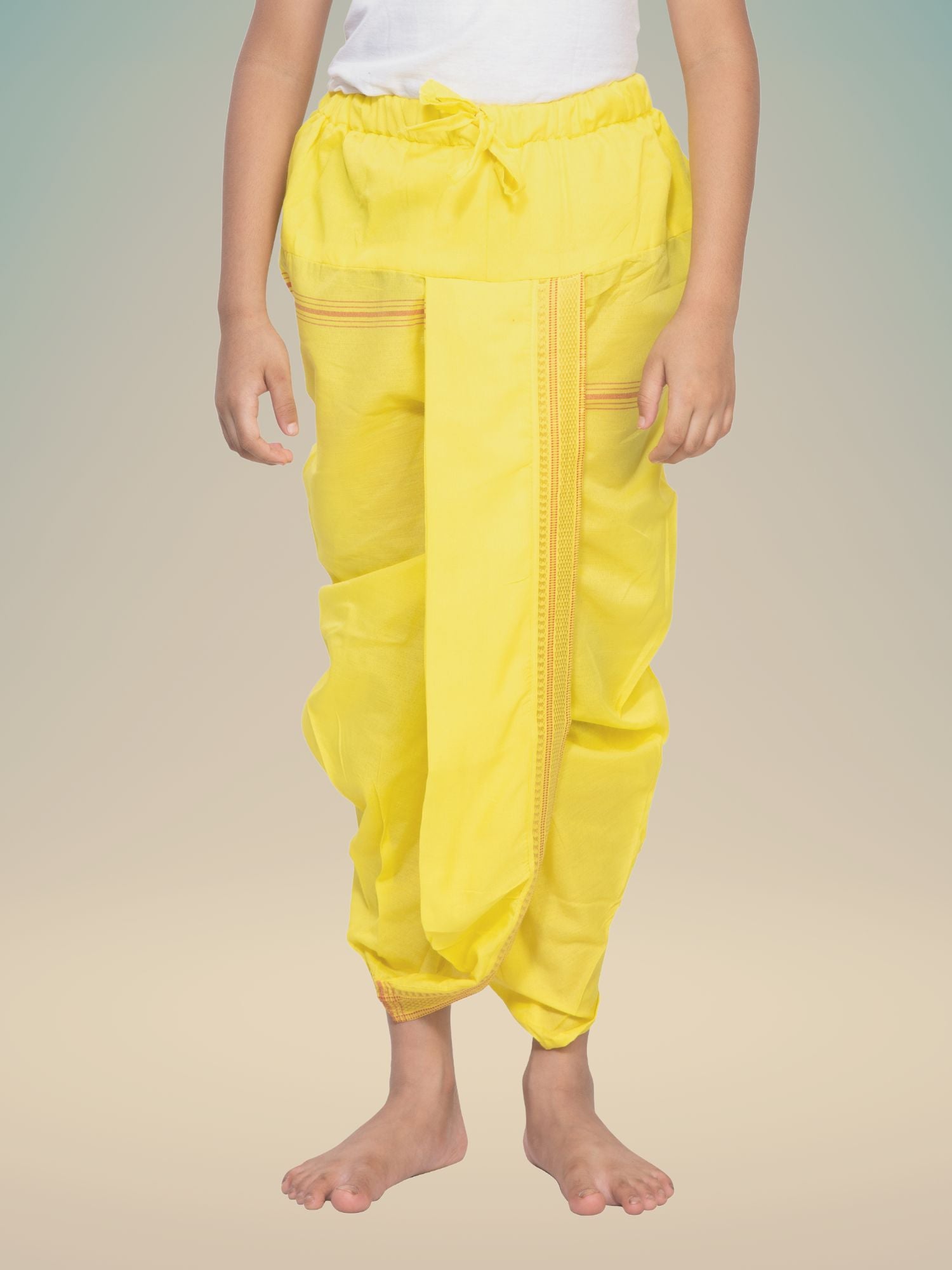 Shine Of Yellow Ready To Wear Cotton-Silk Pitambari Dhoti