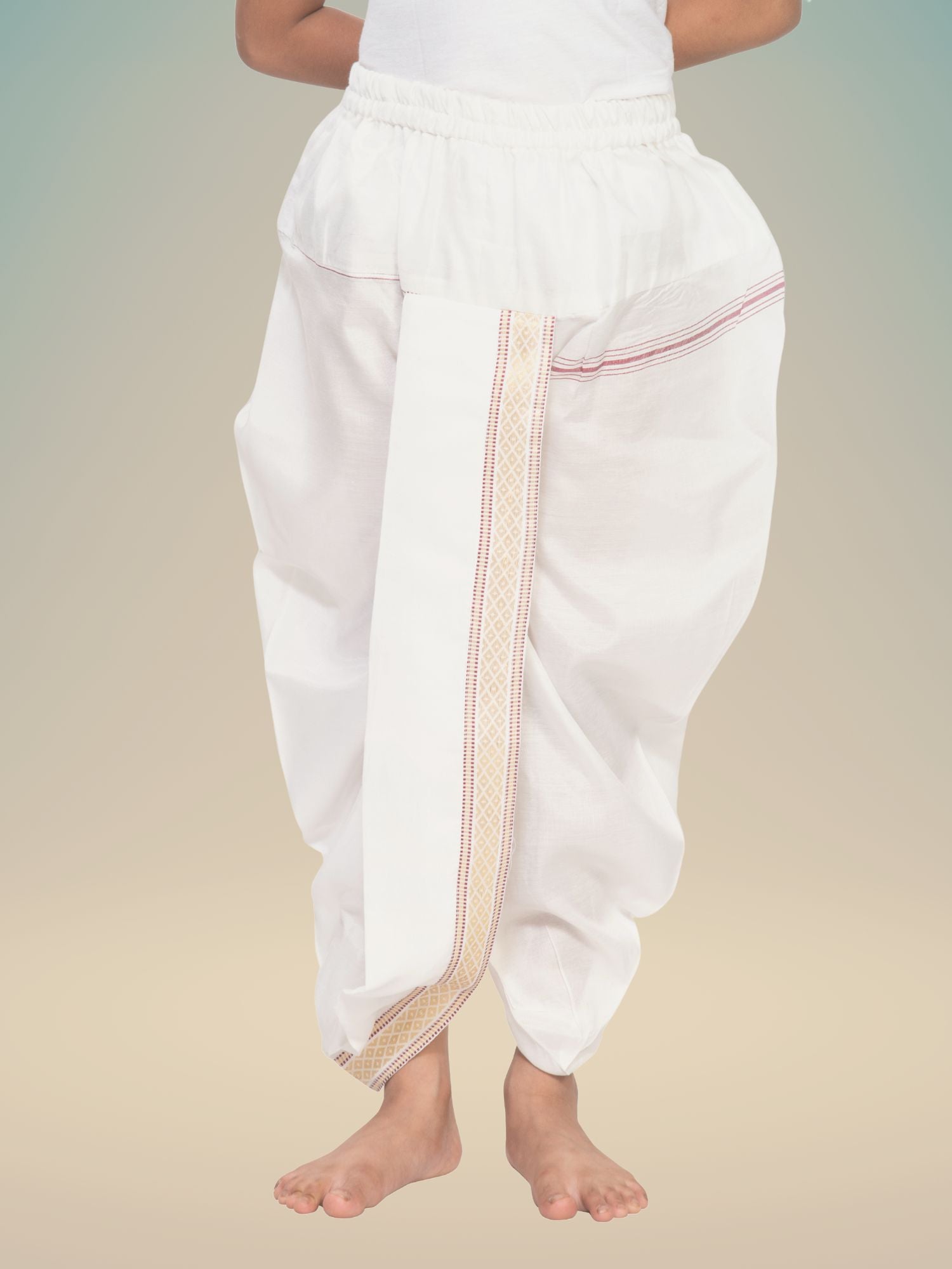 Gold Pitambari Ready To Wear Cotton-Silk Pitambari Dhoti