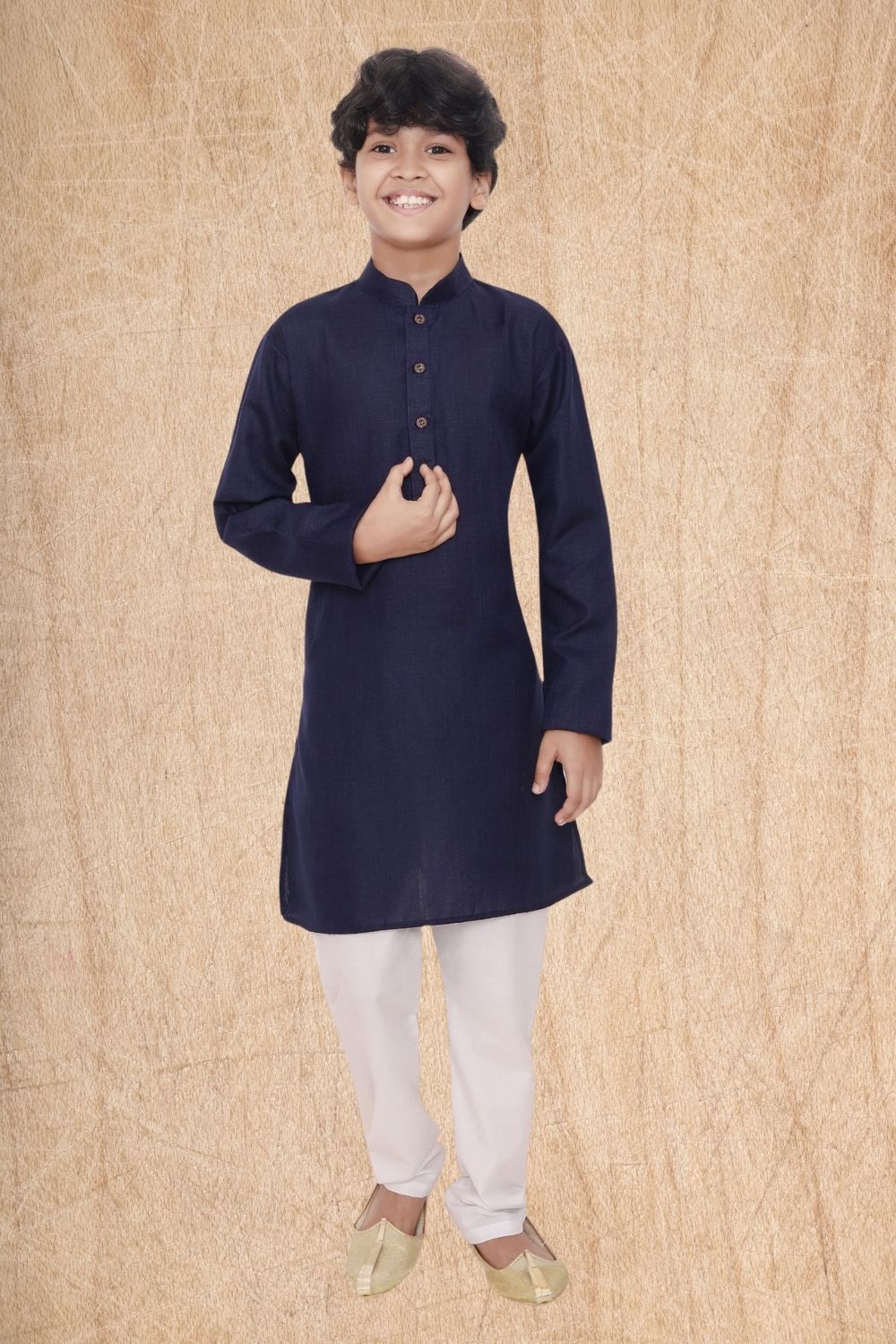Iris Blue Hloom Printed Cotton Kurta