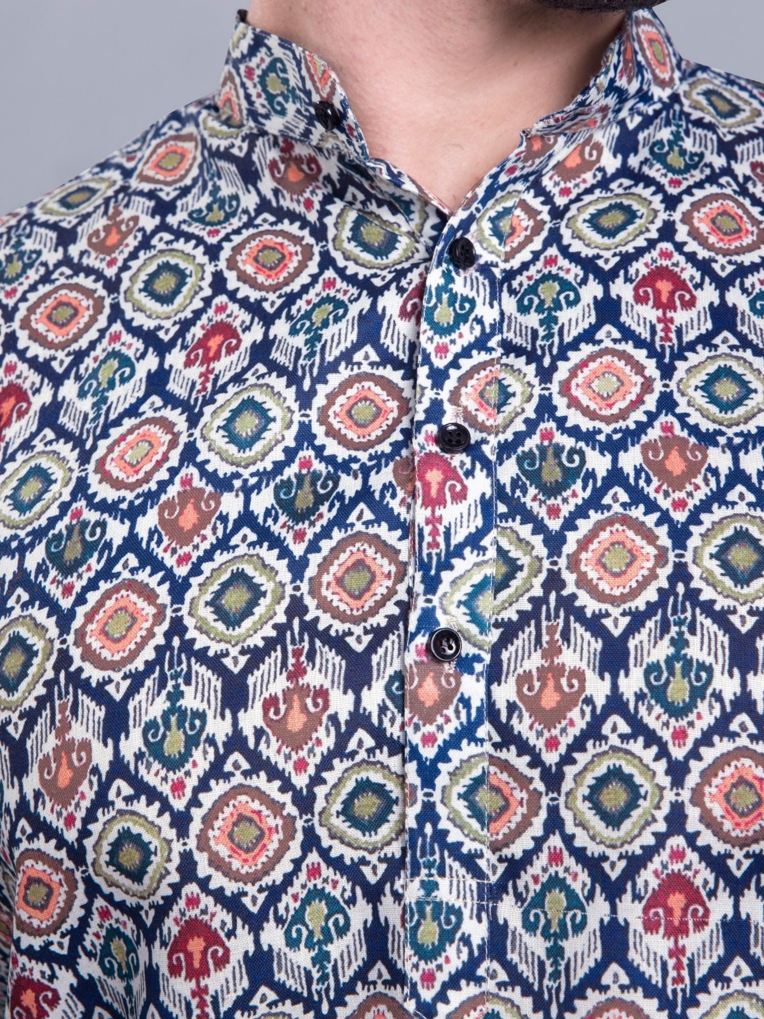 Tropical Green Indi Print Cotton Kurta Pajama Set