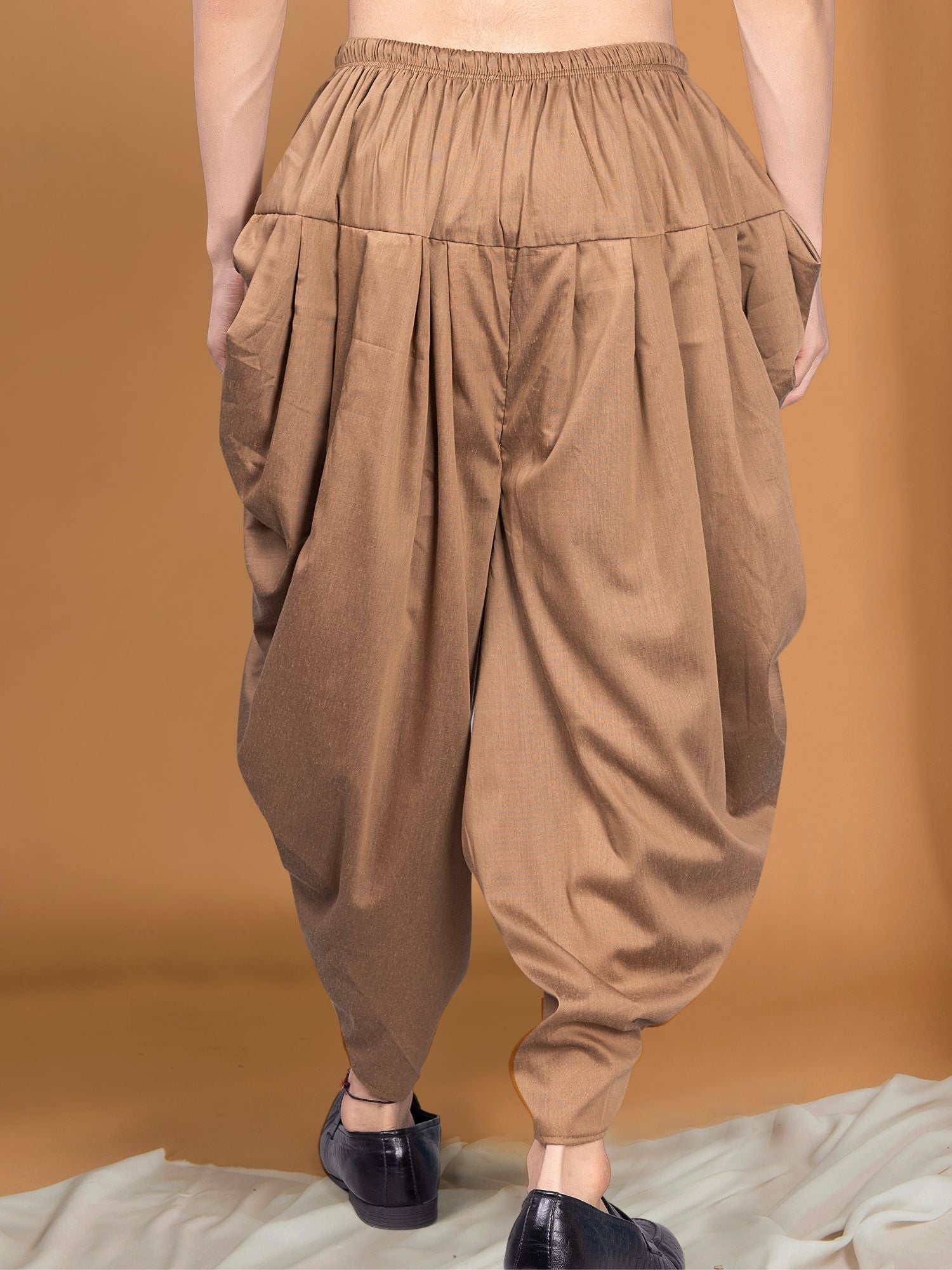 Cider Brown Ready To Wear Cotton-Silk Peshawari Dhoti