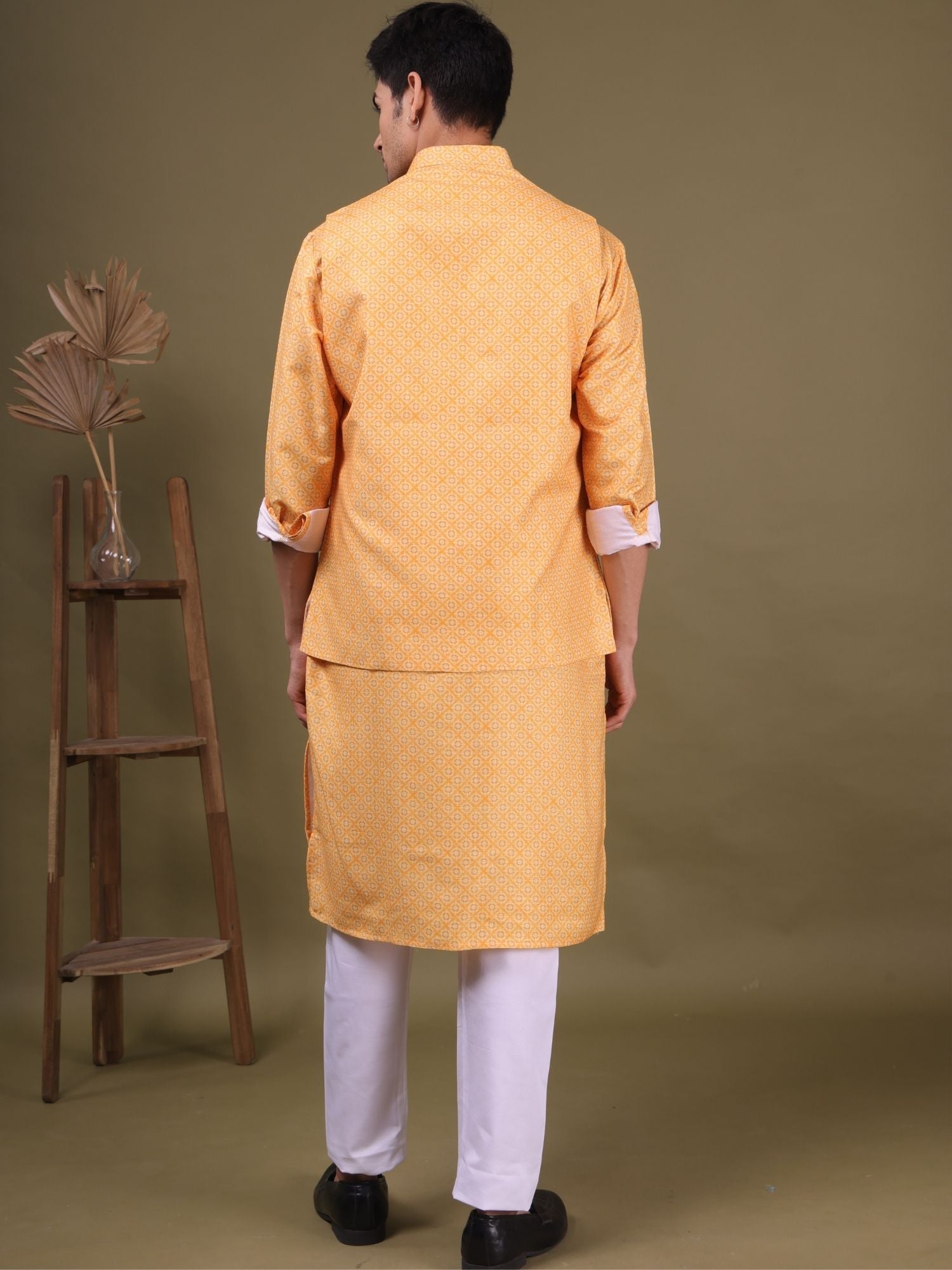 Shine Of Yellow Pastel Cotton Silk Kurta Jacket Set