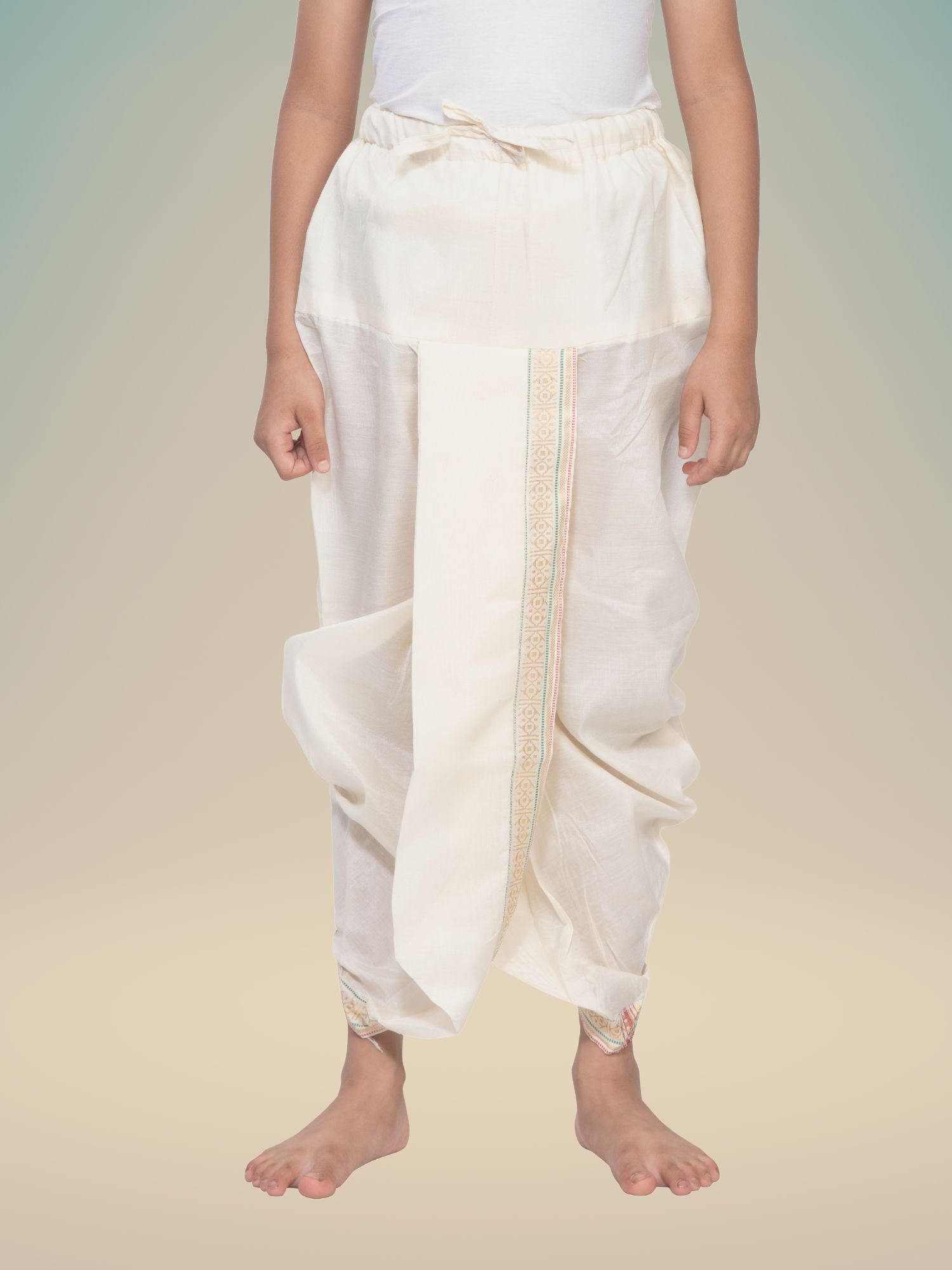 Gold Pitambari Ready To Wear Cotton-Silk Pitambari Dhoti