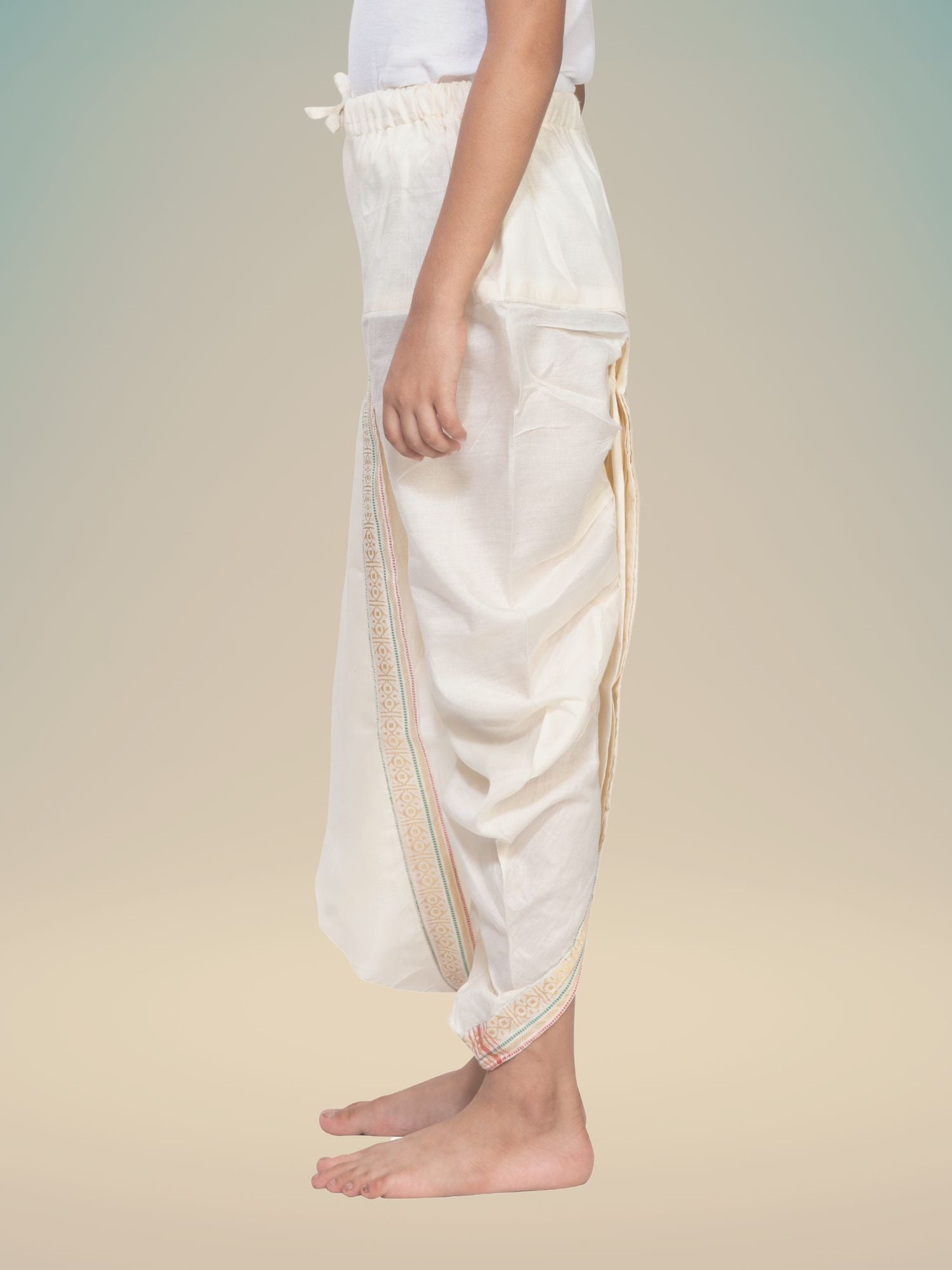 Gold Pitambari Ready To Wear Cotton-Silk Pitambari Dhoti