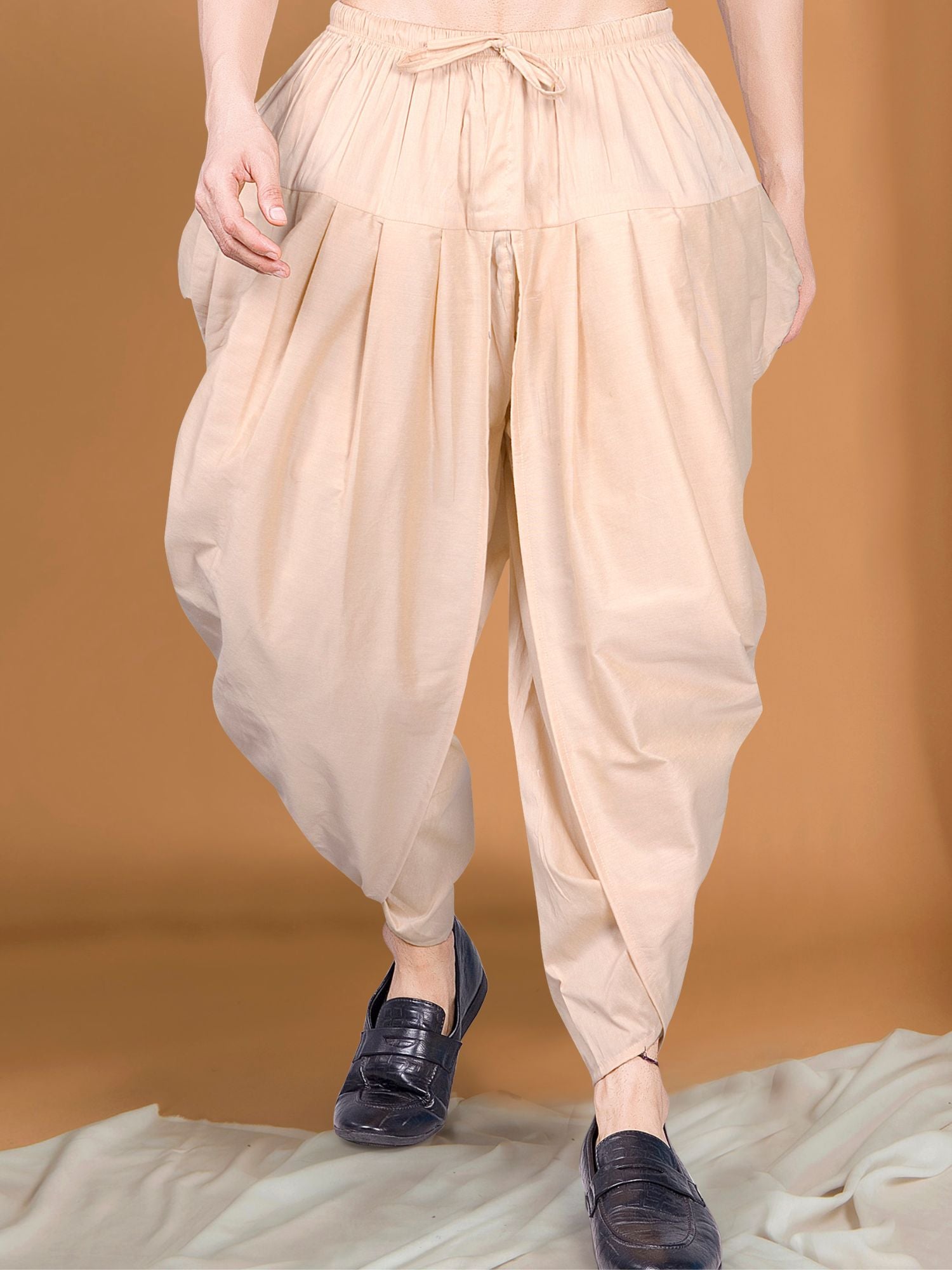 Butter Cream Ready To Wear Cotton-Silk Peshawari Dhoti