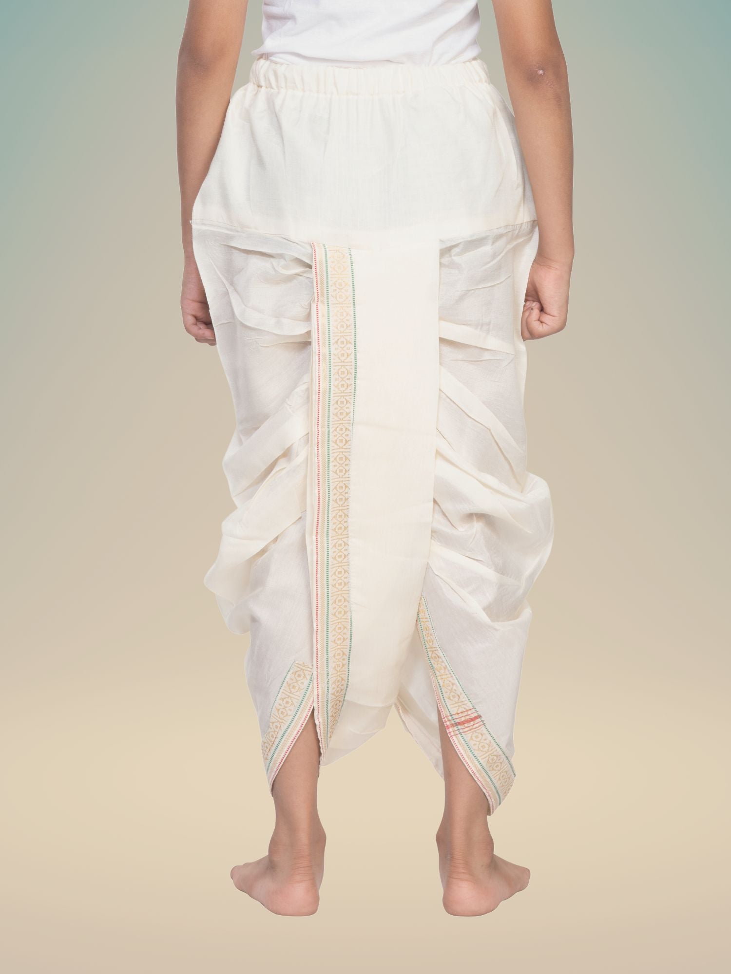 Gold Pitambari Ready To Wear Cotton-Silk Pitambari Dhoti