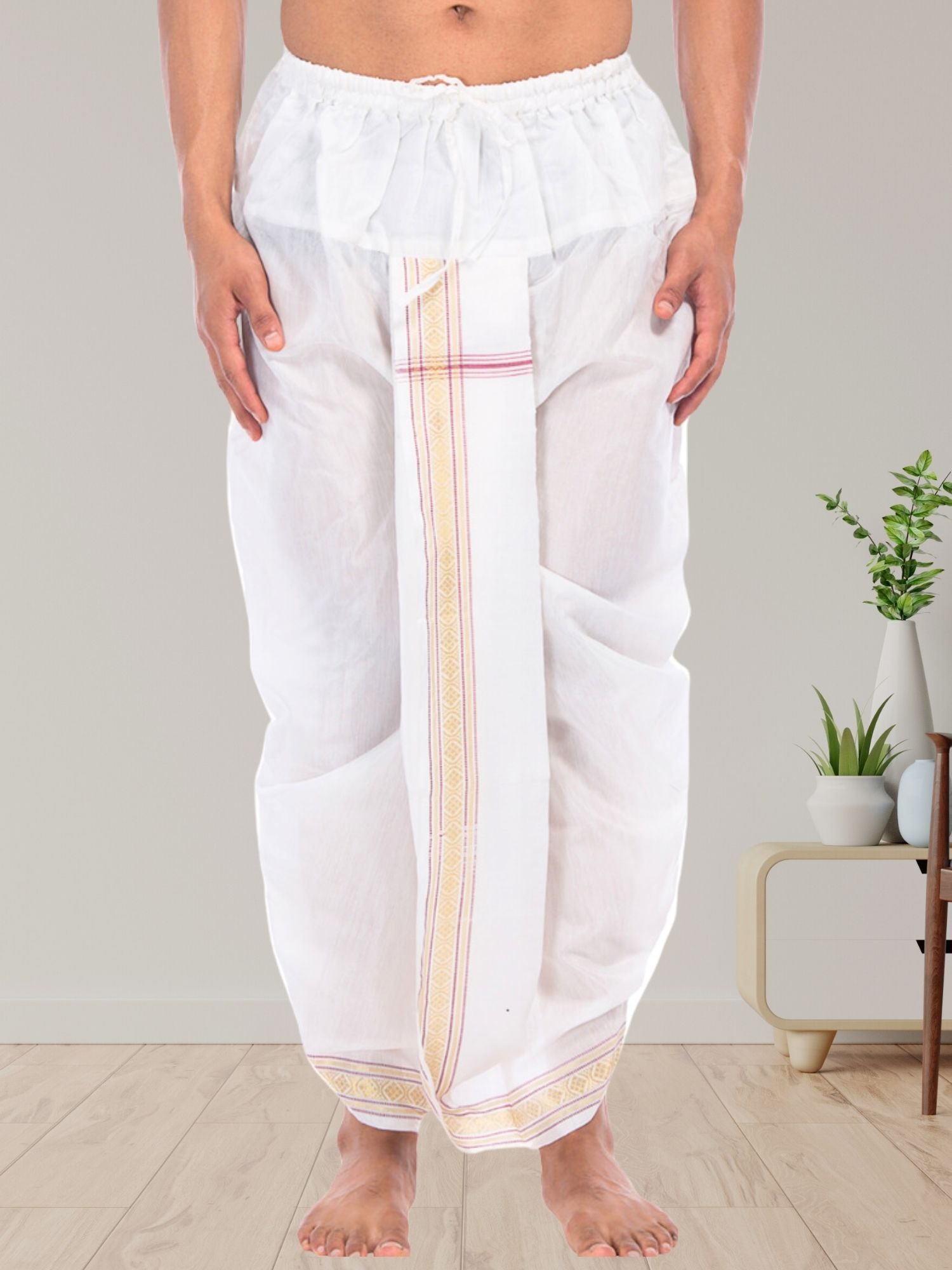 Barn Red Cotton Designer Printed Kurta and Matching Dhoti