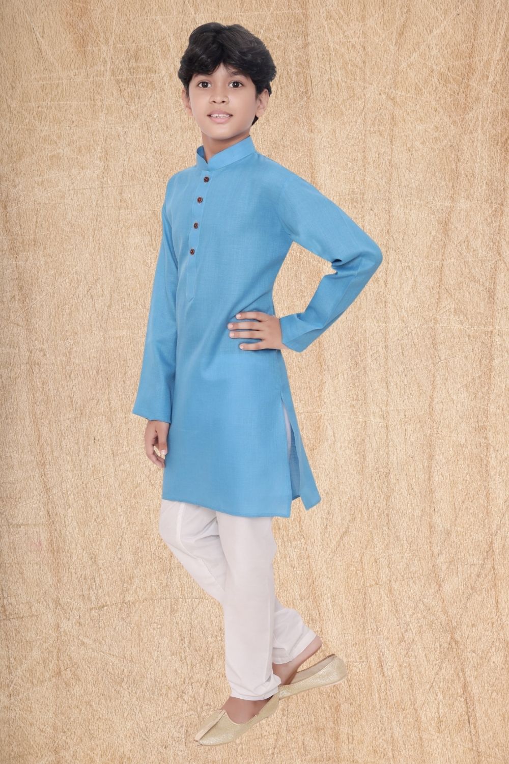 Azure Blue Hloom Printed Cotton Kurta