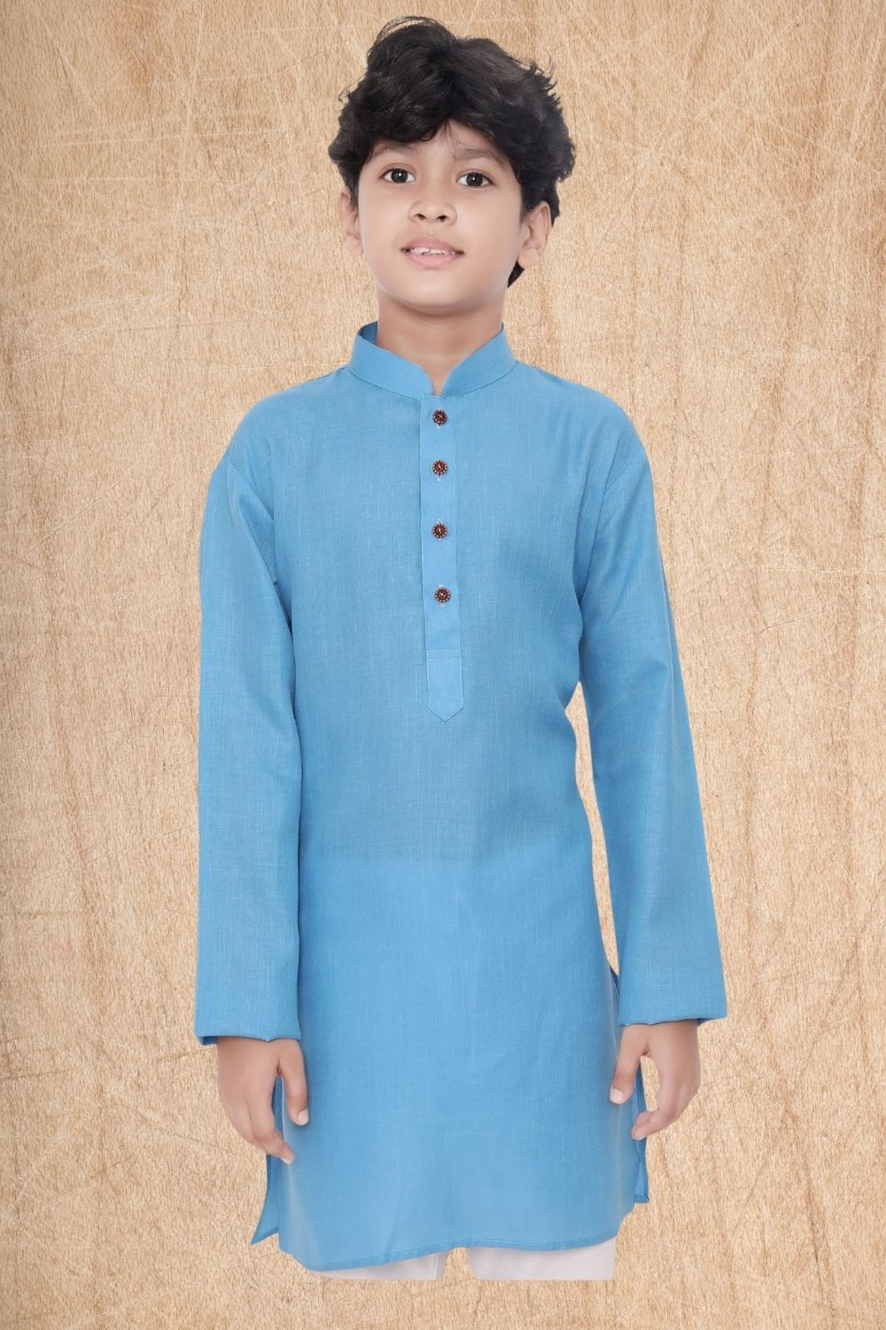 Azure Blue Hloom Printed Cotton Kurta