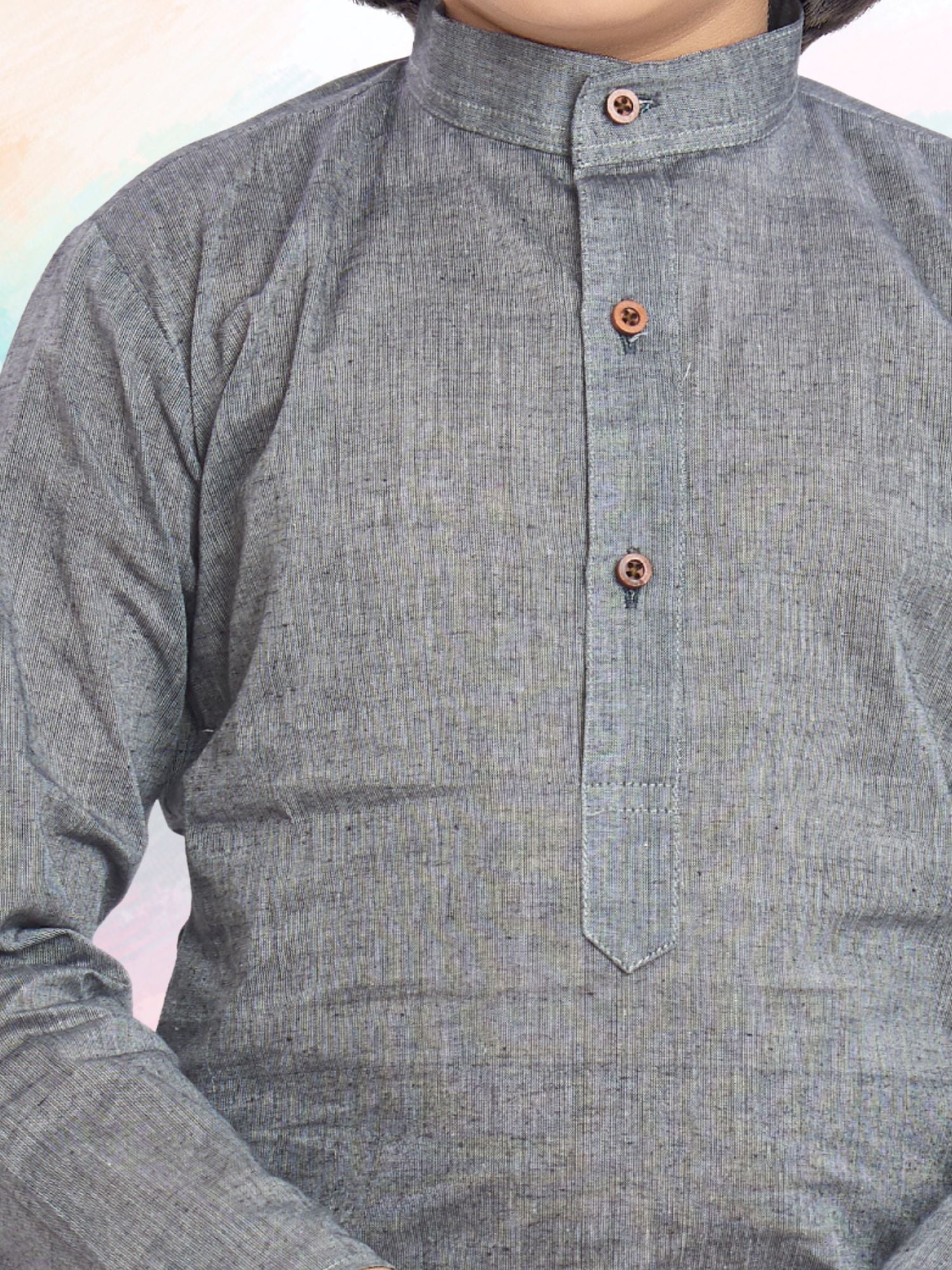 Metal Grey Banaras Cotton Kurta