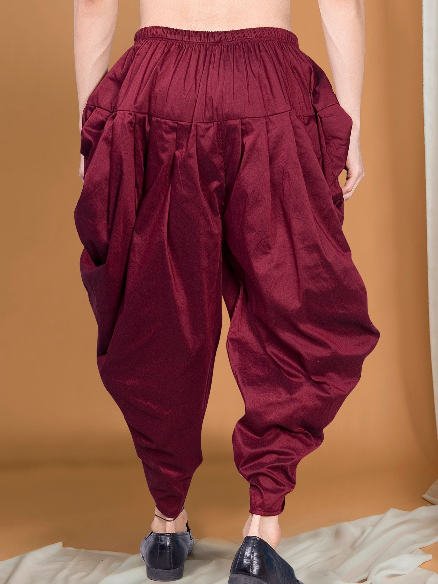 Barn Red Ready To Wear Cotton-Silk Peshawari Dhoti