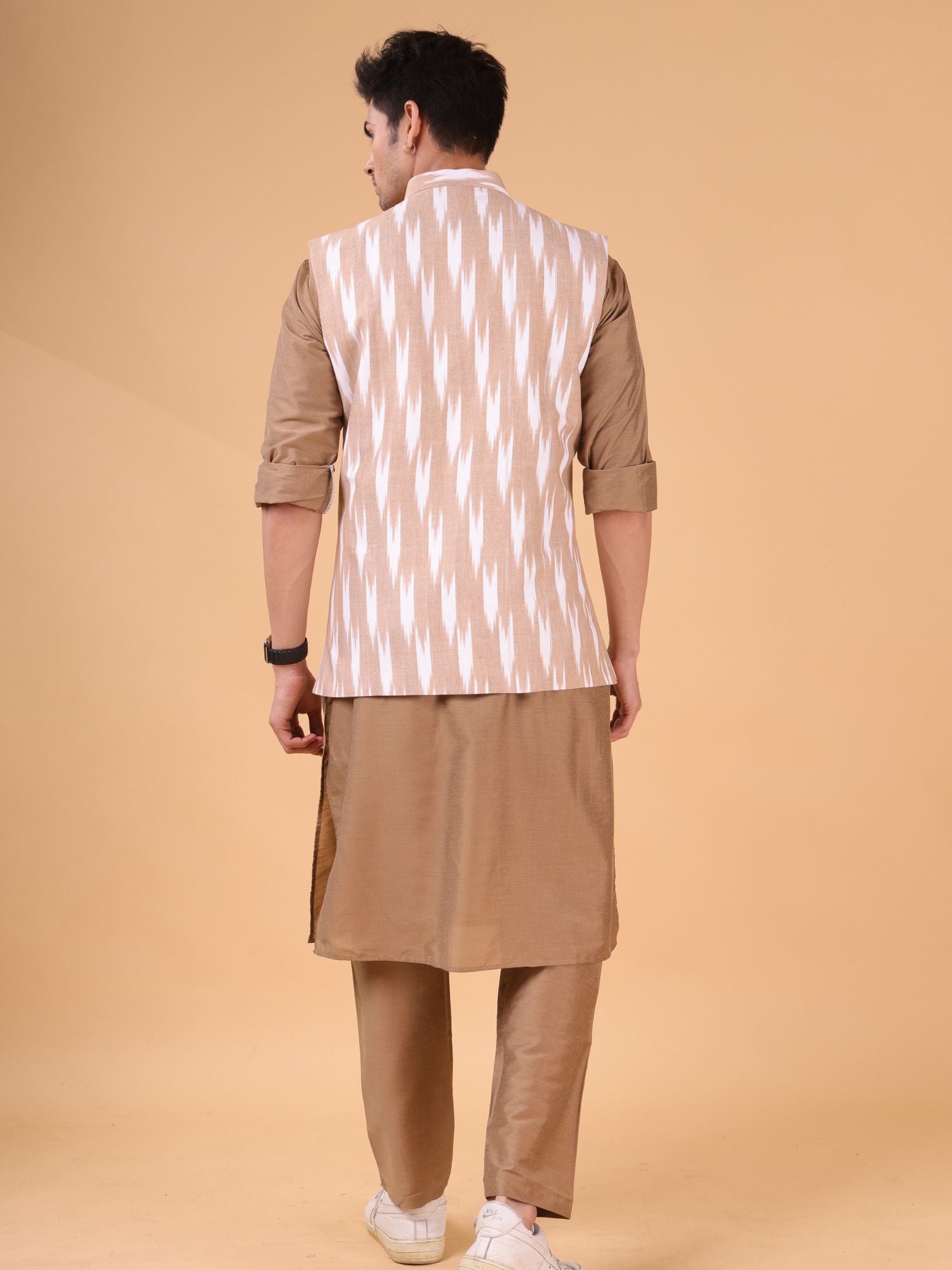 Cider Brown Linen Cotton Nehru Jacket
