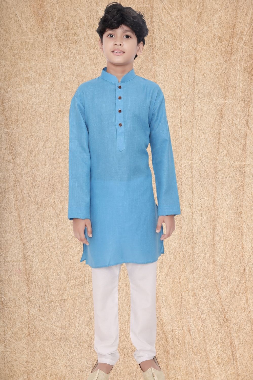 Azure Blue Hloom Printed Cotton Kurta