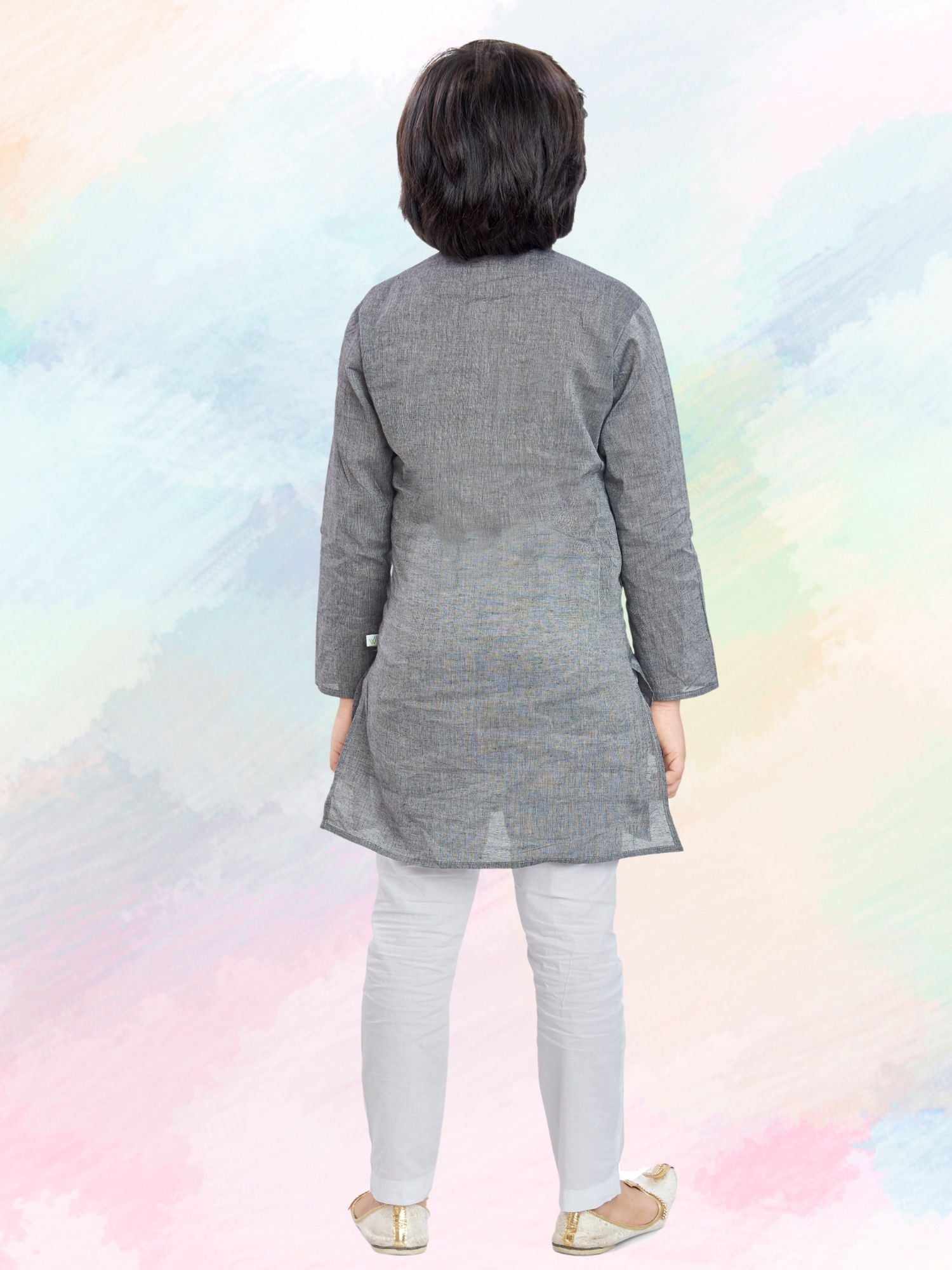 Metal Grey Banaras Cotton Kurta