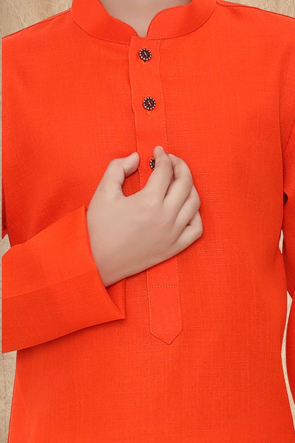 Apricot Orange Hloom Printed Cotton Kurta Pajama Suit