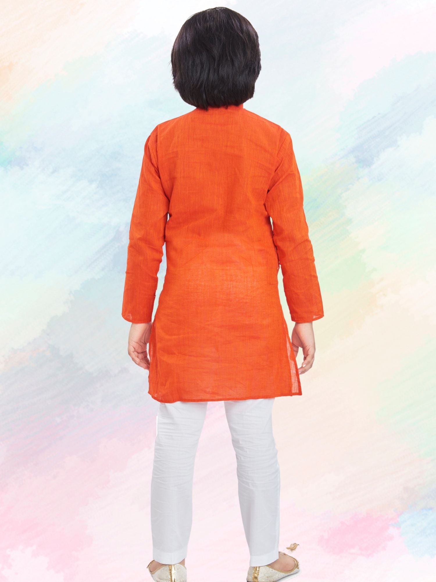 Apricot Orange Banaras Cotton Kurta