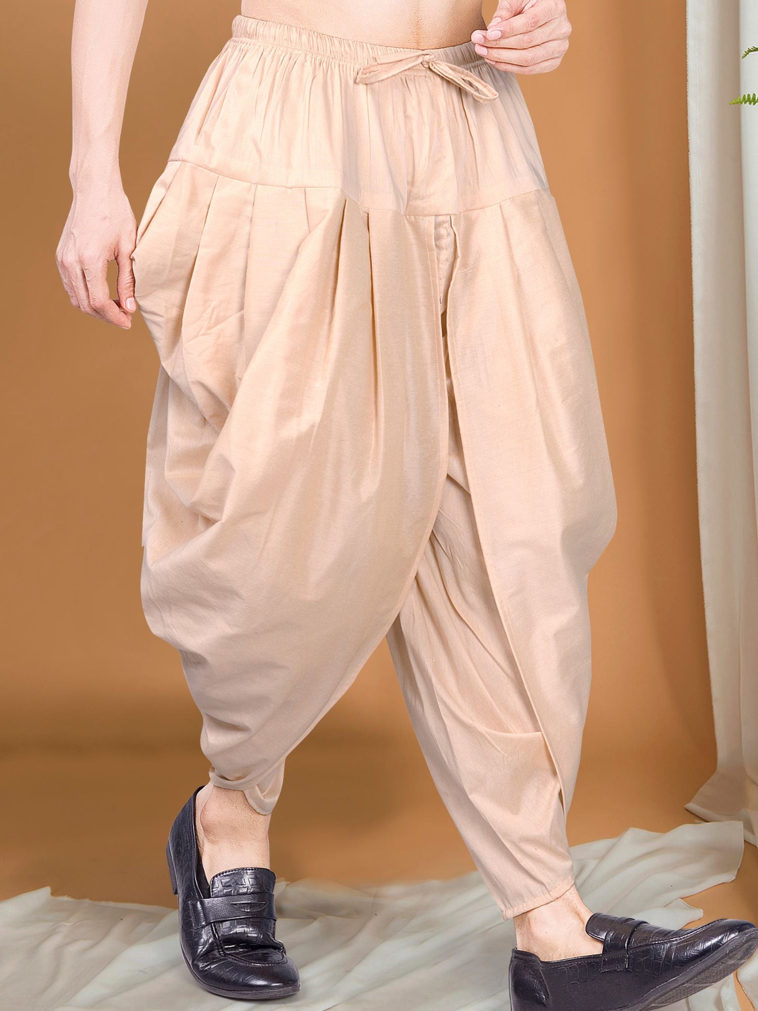 Butter Cream Ready To Wear Cotton-Silk Peshawari Dhoti