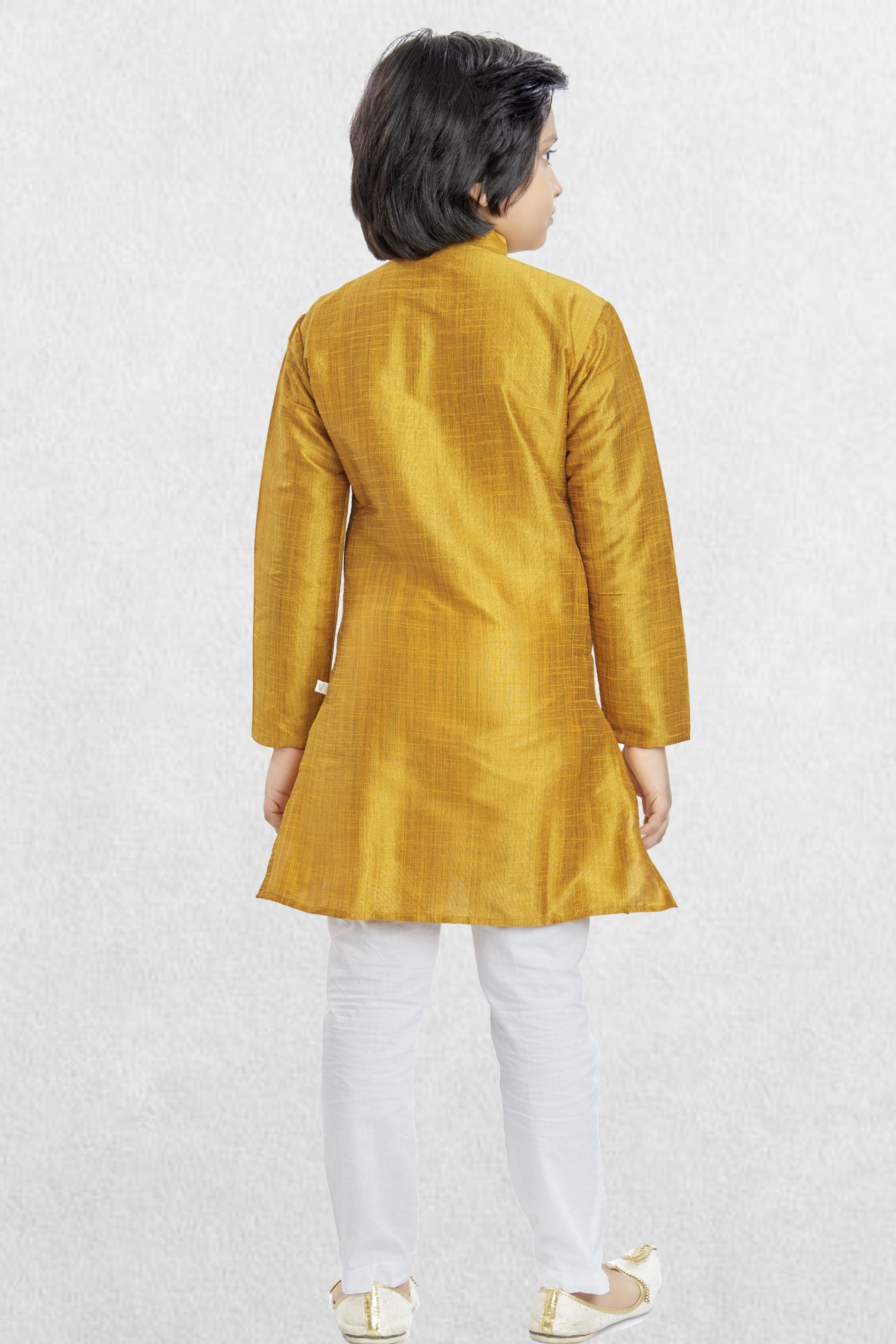 Shine Of Yellow Solid Cotton-Silk Kurta Pajama Suit