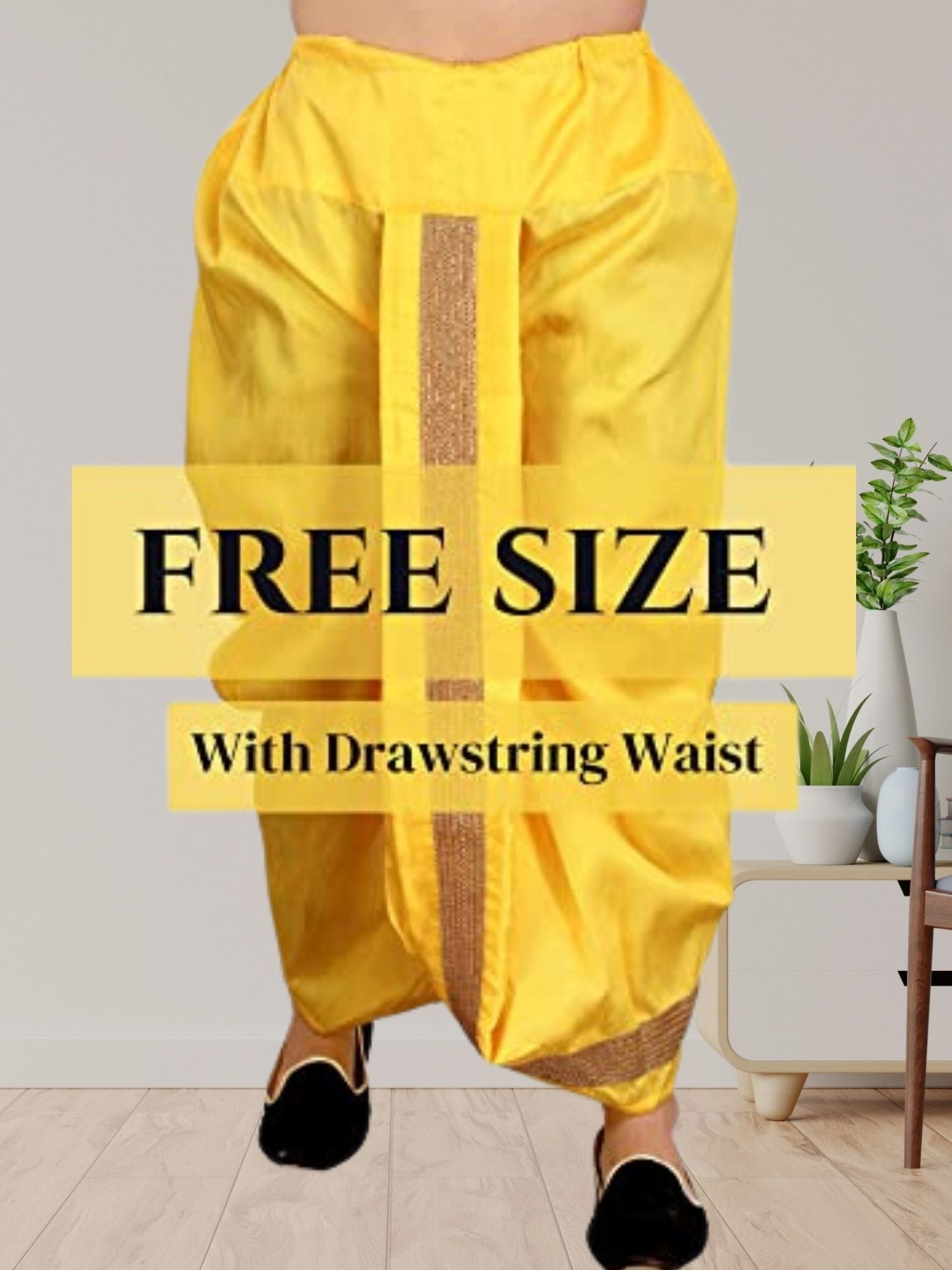 Yellow Pitambari Ready To Wear Cotton-Silk Dhoti