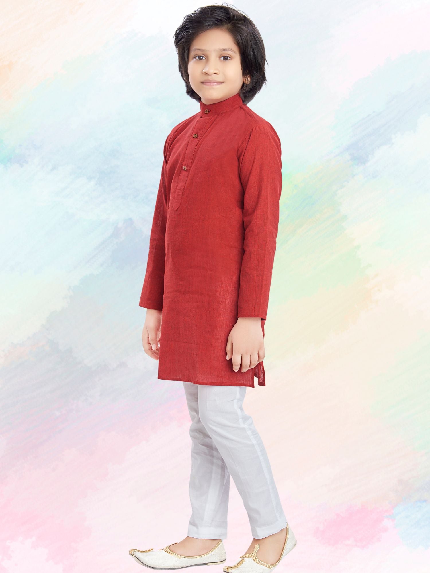 Barn Red Cotton Kurta Pajama Suit