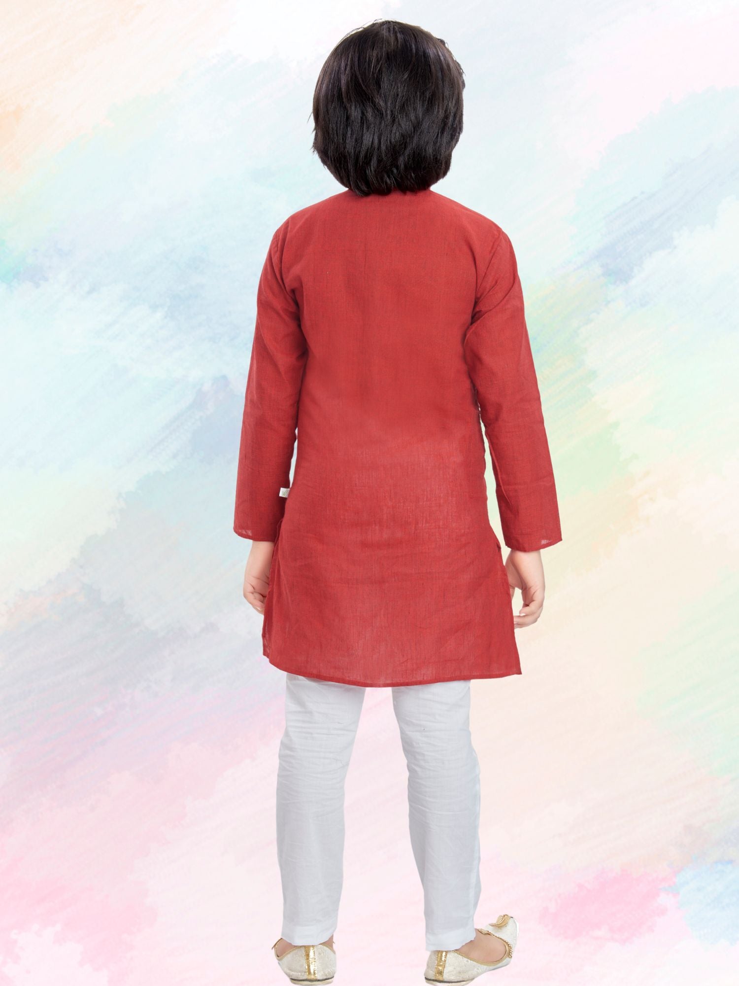 Barn Red Cotton Kurta Pajama Suit
