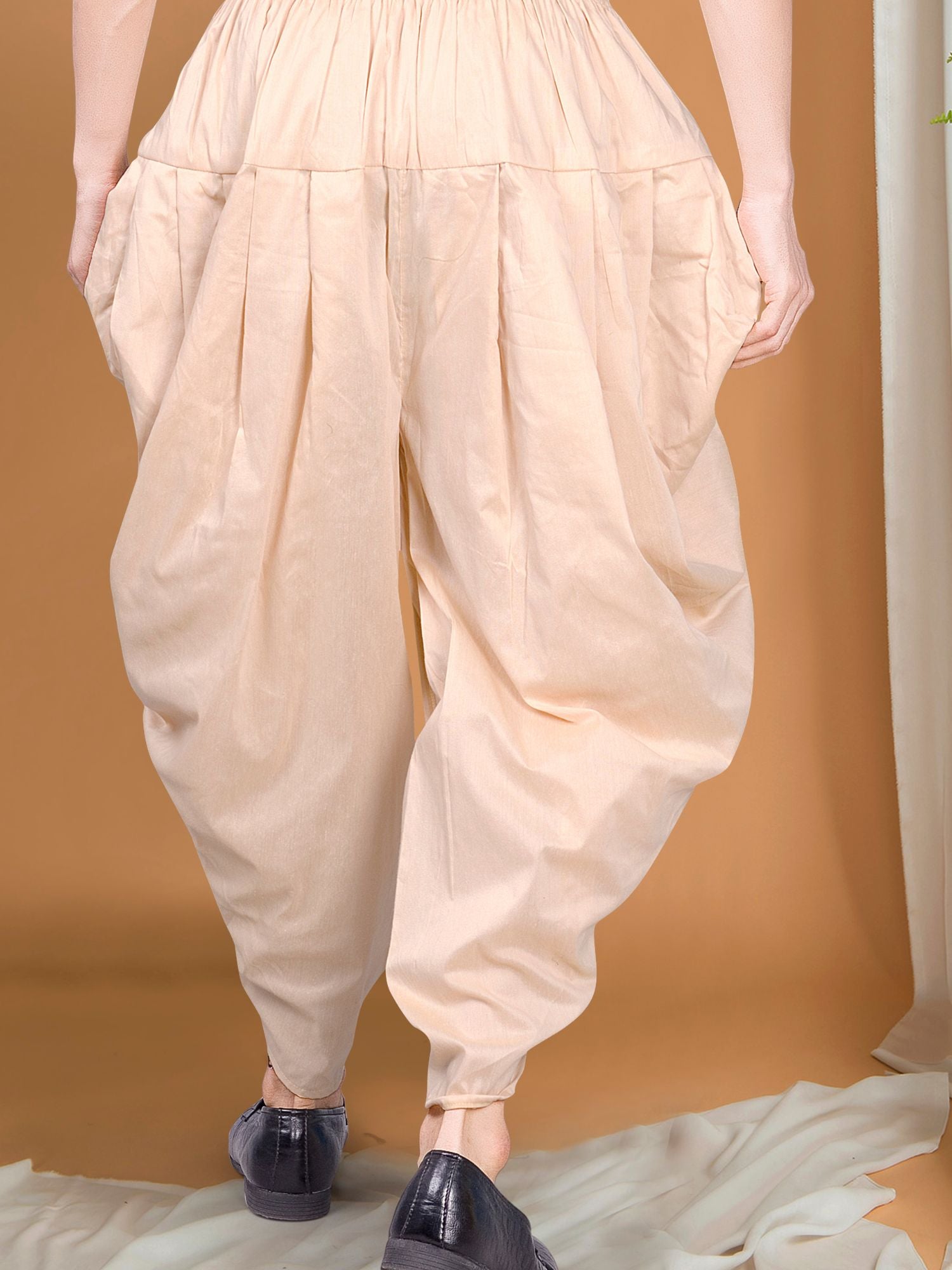 Butter Cream Ready To Wear Cotton-Silk Peshawari Dhoti