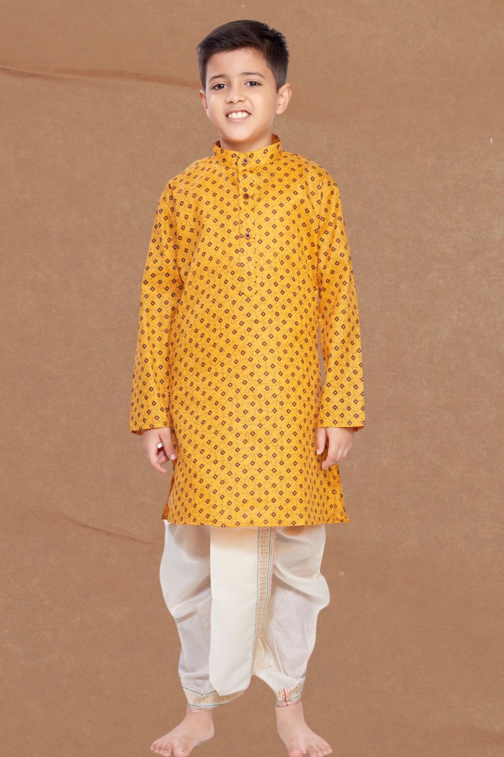 Shine Of Yellow Printed Kurta Pitambari Dhoti Suit