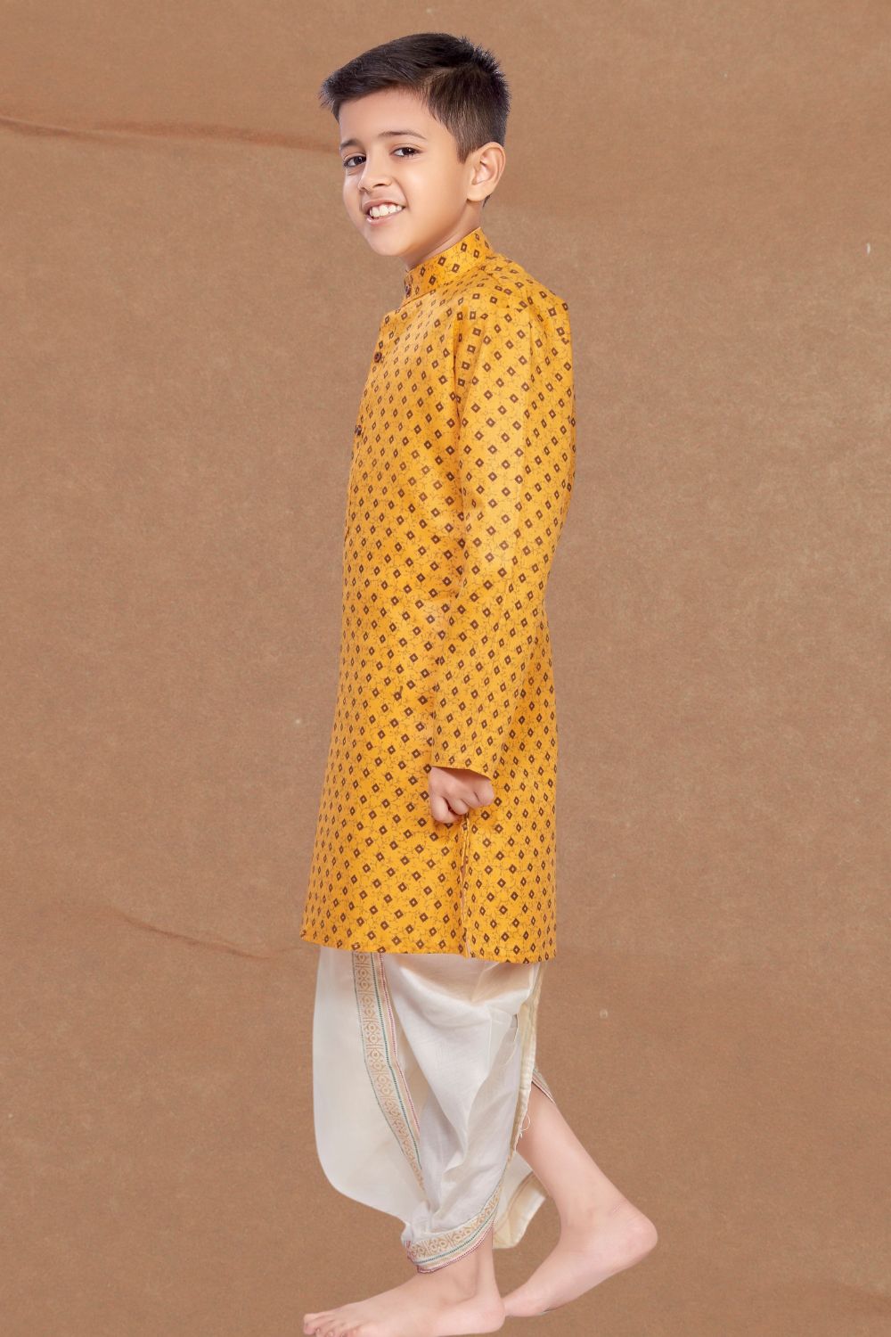 Shine Of Yellow Printed Kurta Pitambari Dhoti Suit