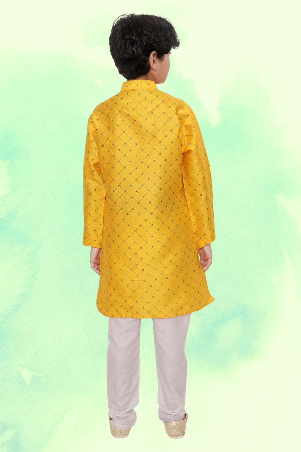 SunShine Yellow Hloom Printed Silk Kurta Pajama Suit