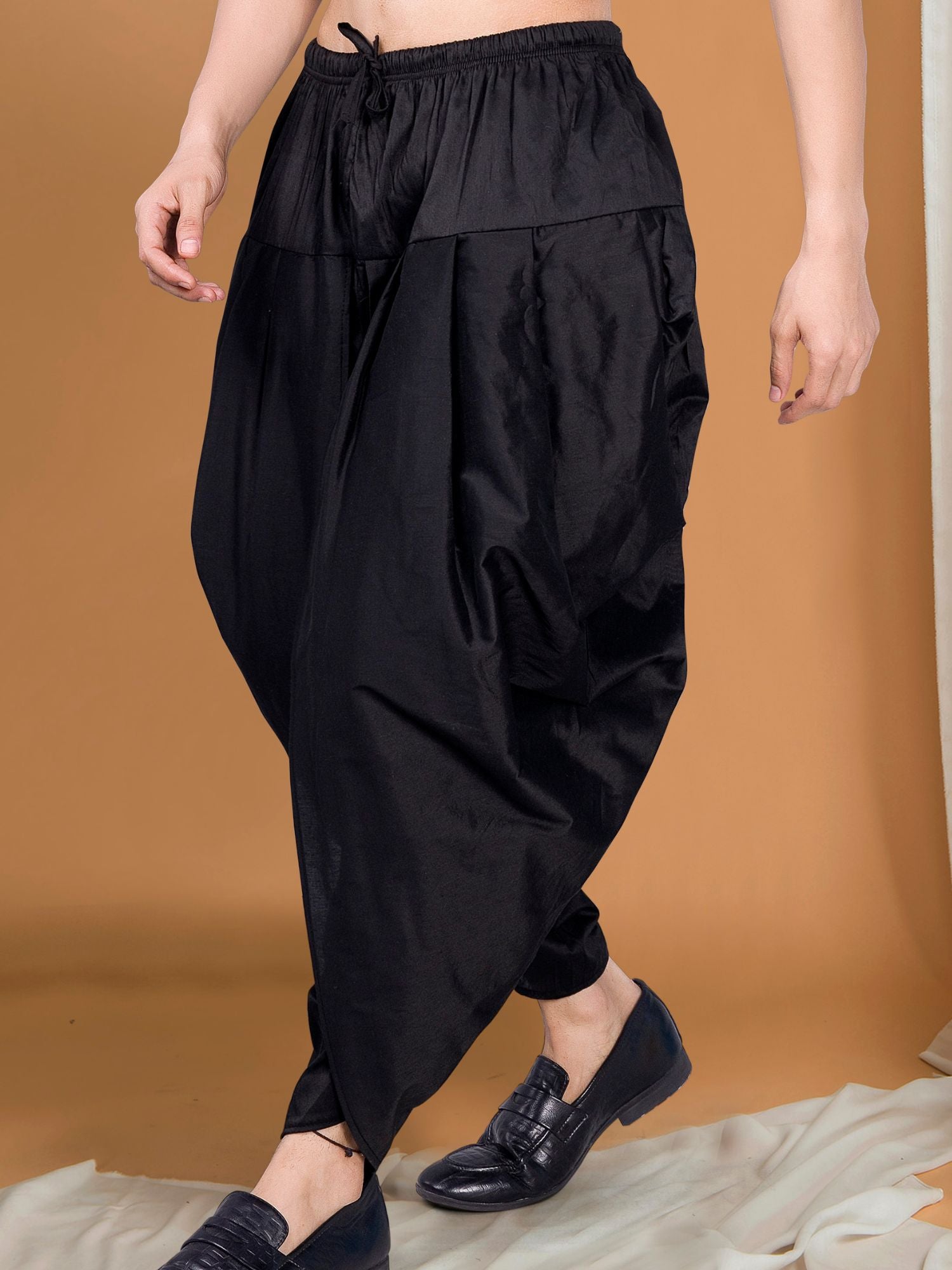 Jade Black Ready To Wear Cotton-Silk Peshawari Dhoti