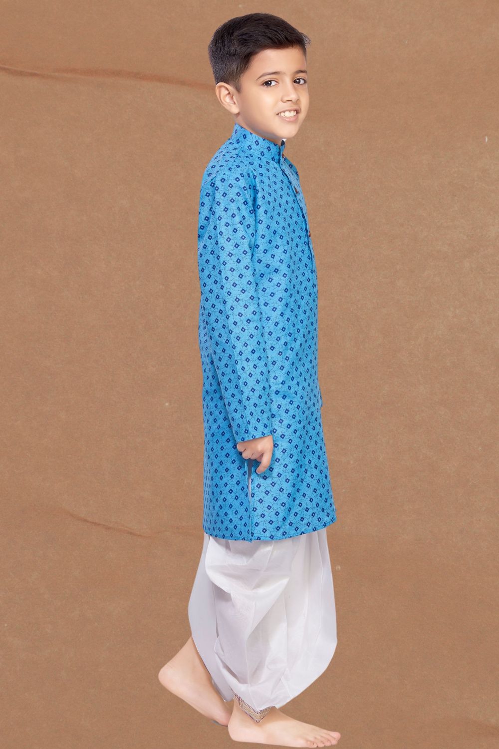 Azure Blue Printed Kurta Pitambari Dhoti Suit