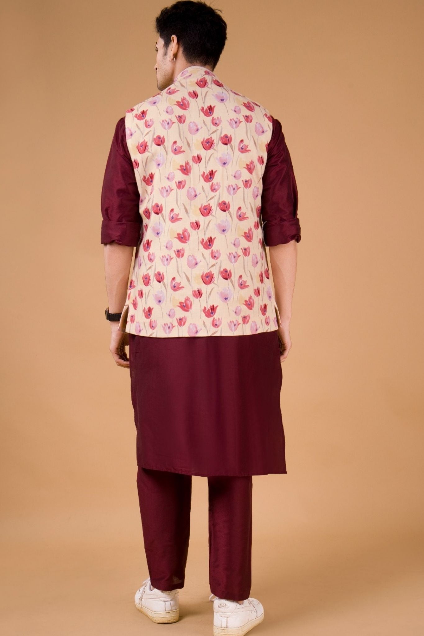 Mellow Yellow Solid Pattern Silk Kurta Jacket Set