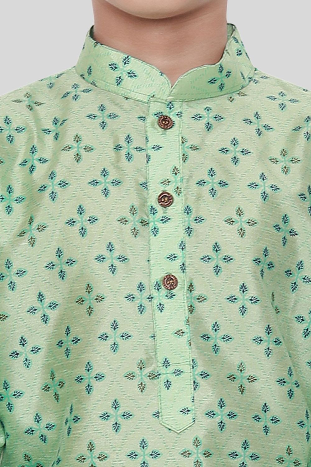 Tropica Green Hloom Printed Silk Kurta