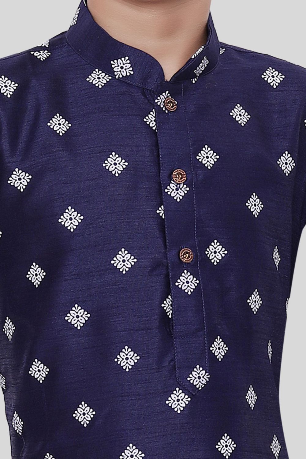 Iris Blue Hloom Printed Silk Kurta Pajama Suit