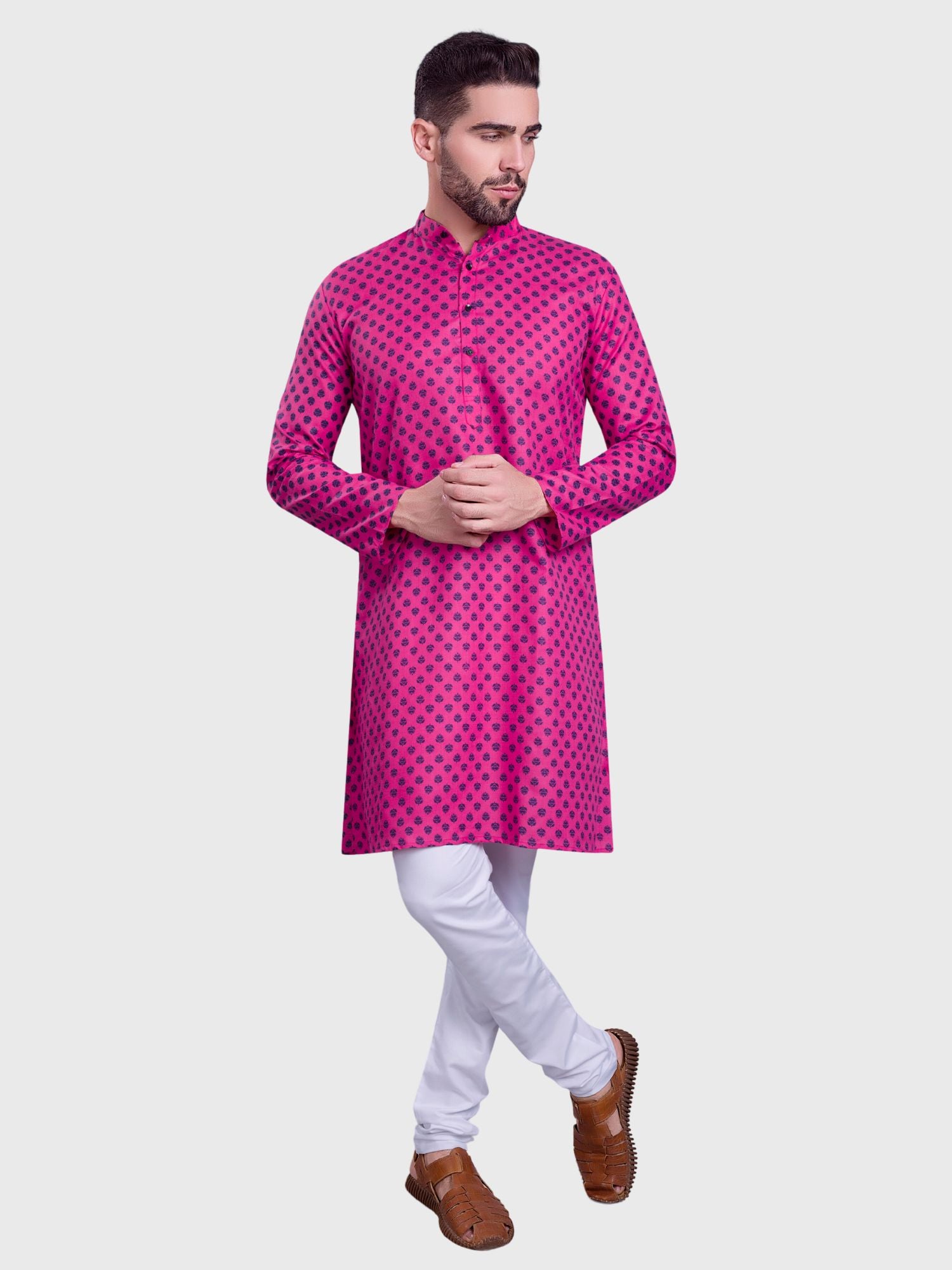 Persion Pink Hloom Printed Cotton Kurta