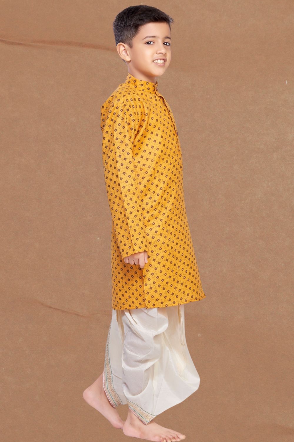 Shine Of Yellow Printed Kurta Pitambari Dhoti Suit
