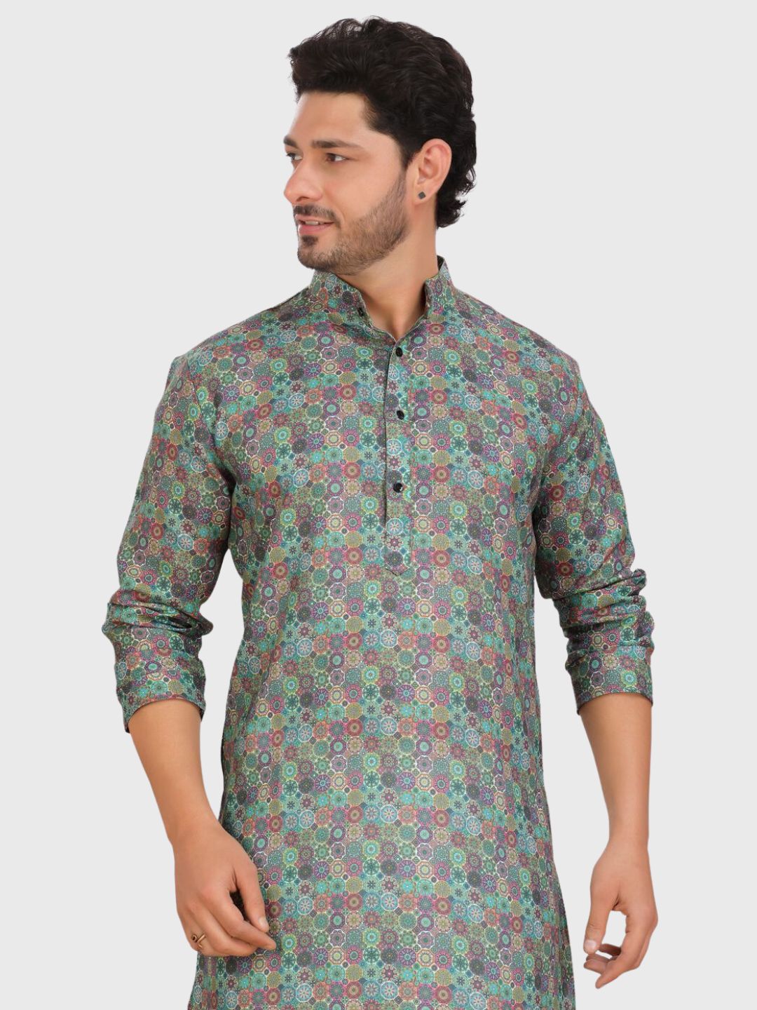 Tropical Green Cotton Printed Kurta