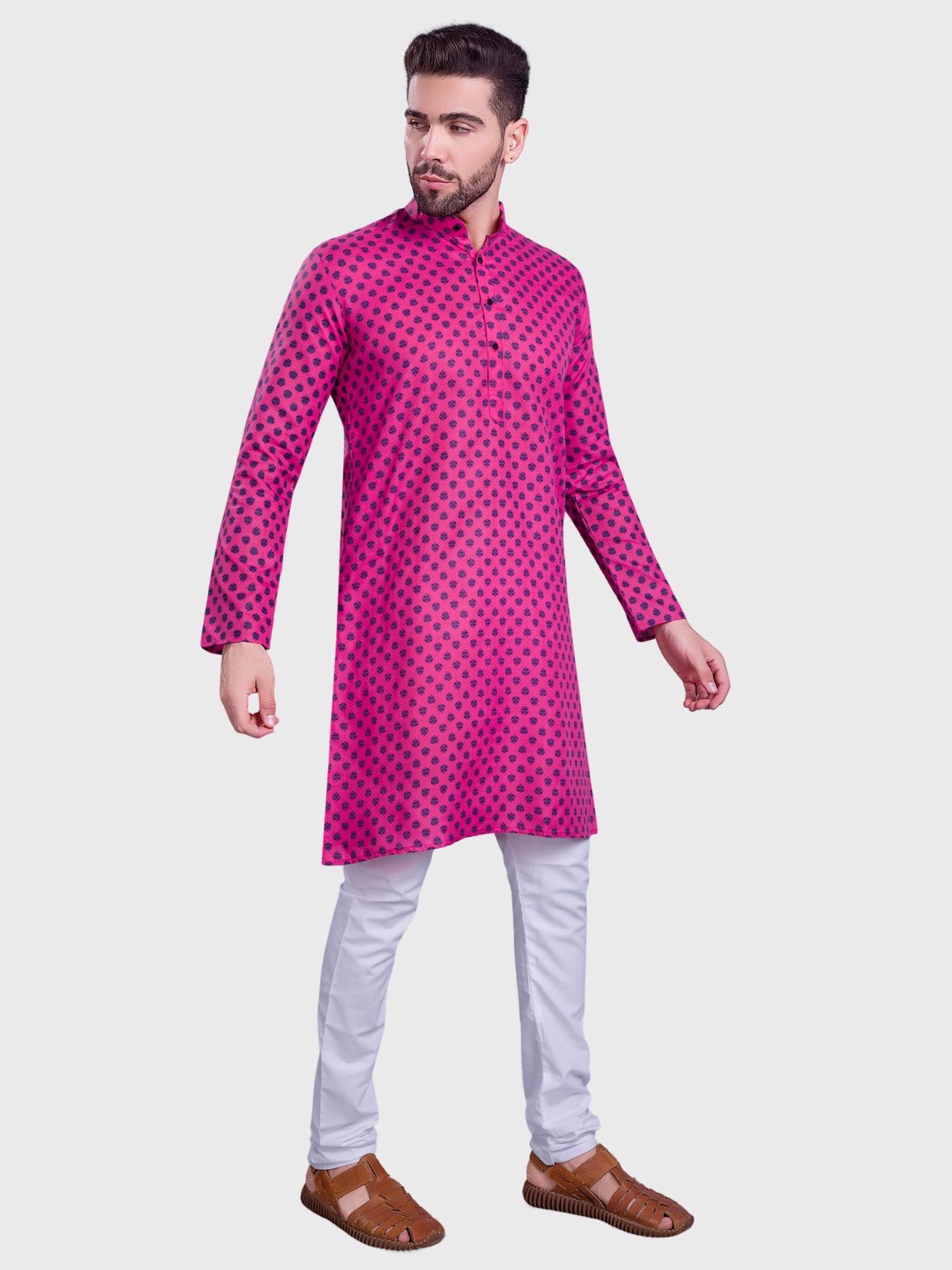 Persion Pink Hloom Printed Cotton Kurta