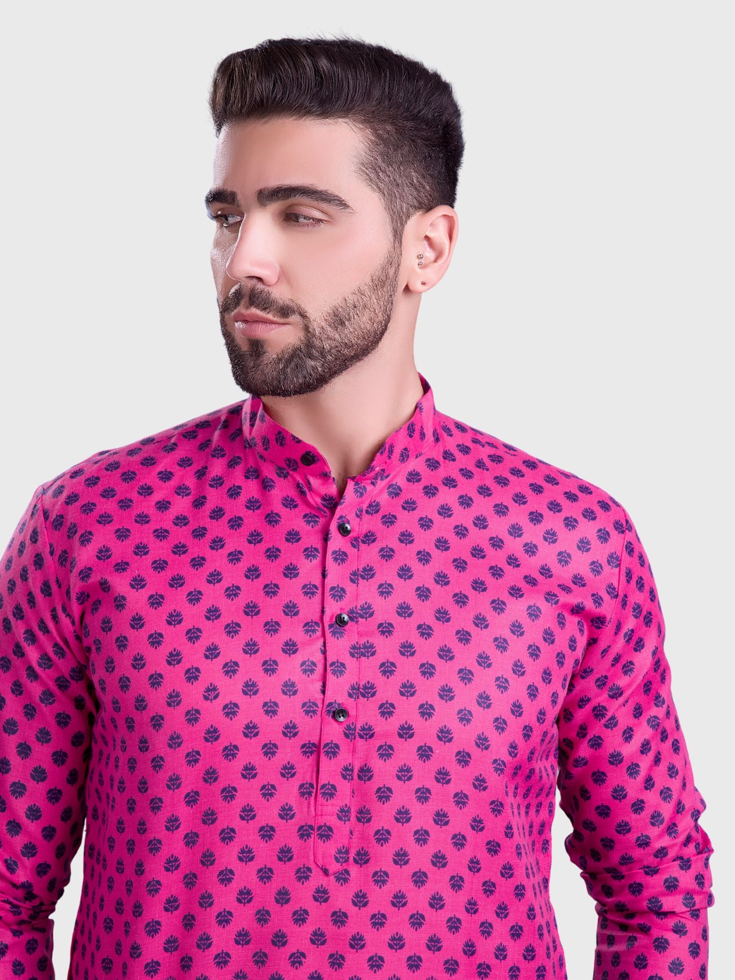 Persion Pink Hloom Printed Cotton Kurta