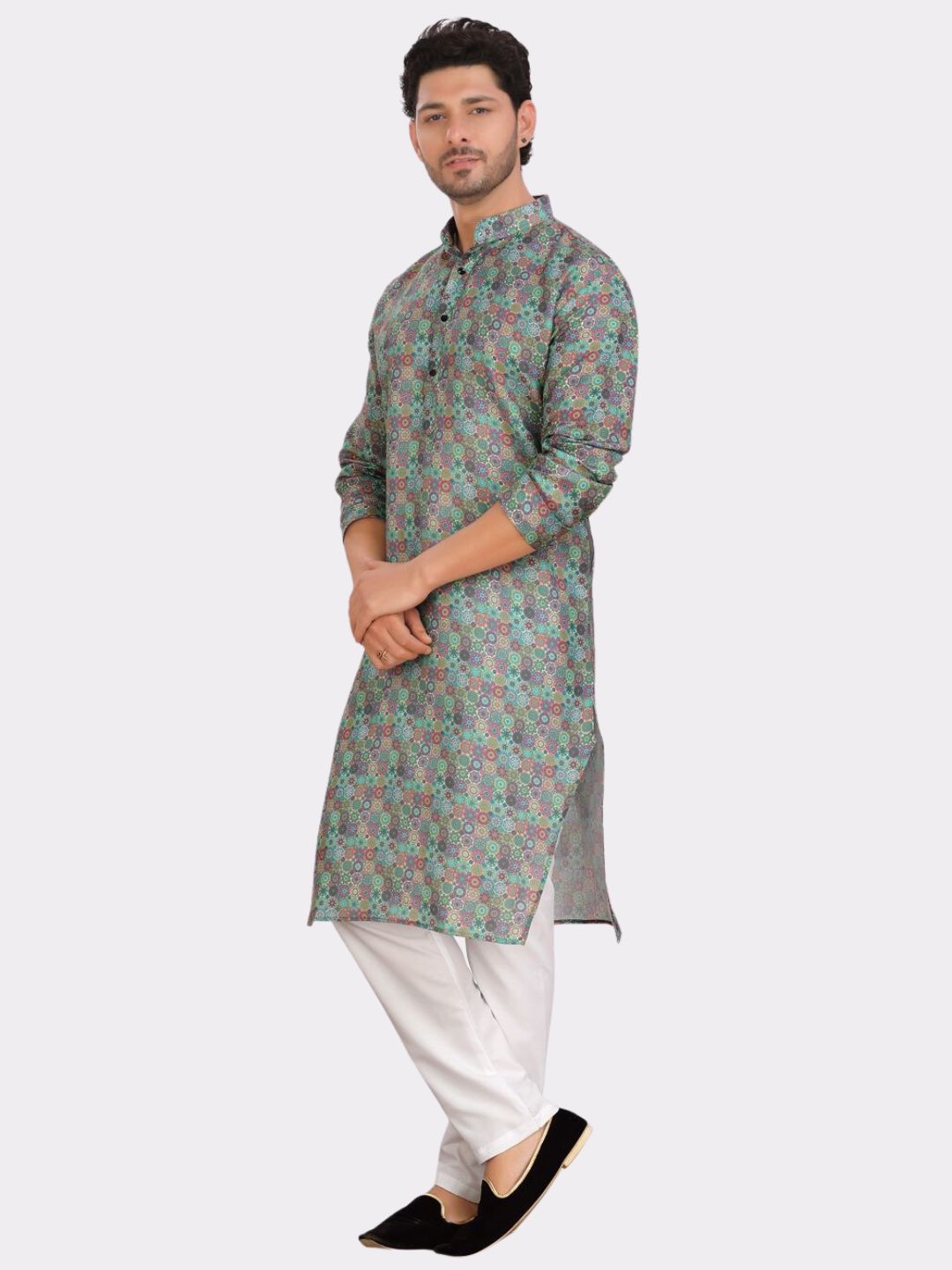 Tropical Green Cotton Printed Kurta